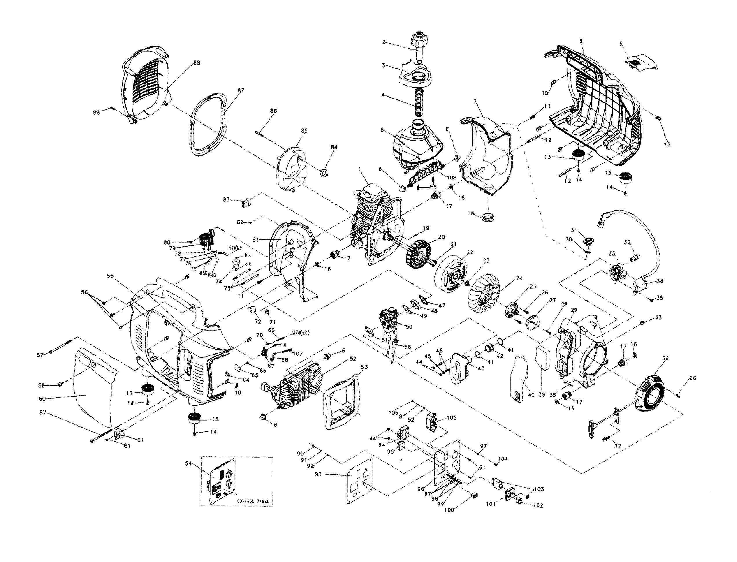 Generac IX1400-5842-0 main assy diagram