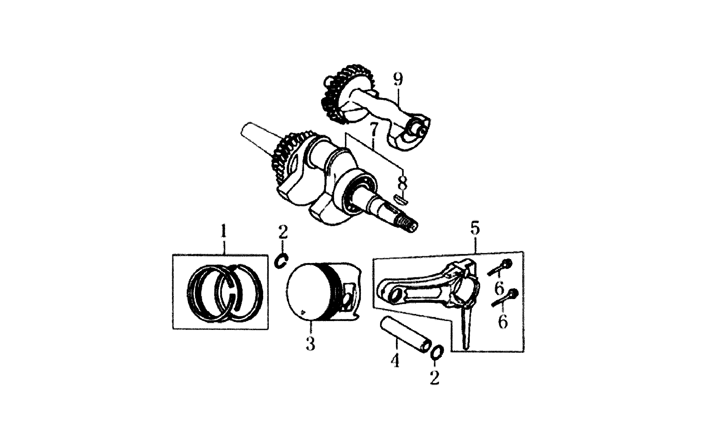 Generac LP5500-6001-0 crankshaft & piston diagram
