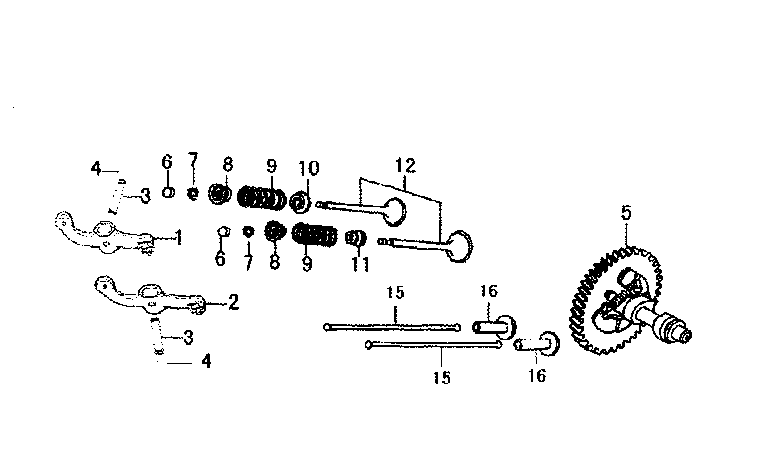 Generac LP5500-6001-0 rocker & camshaft diagram