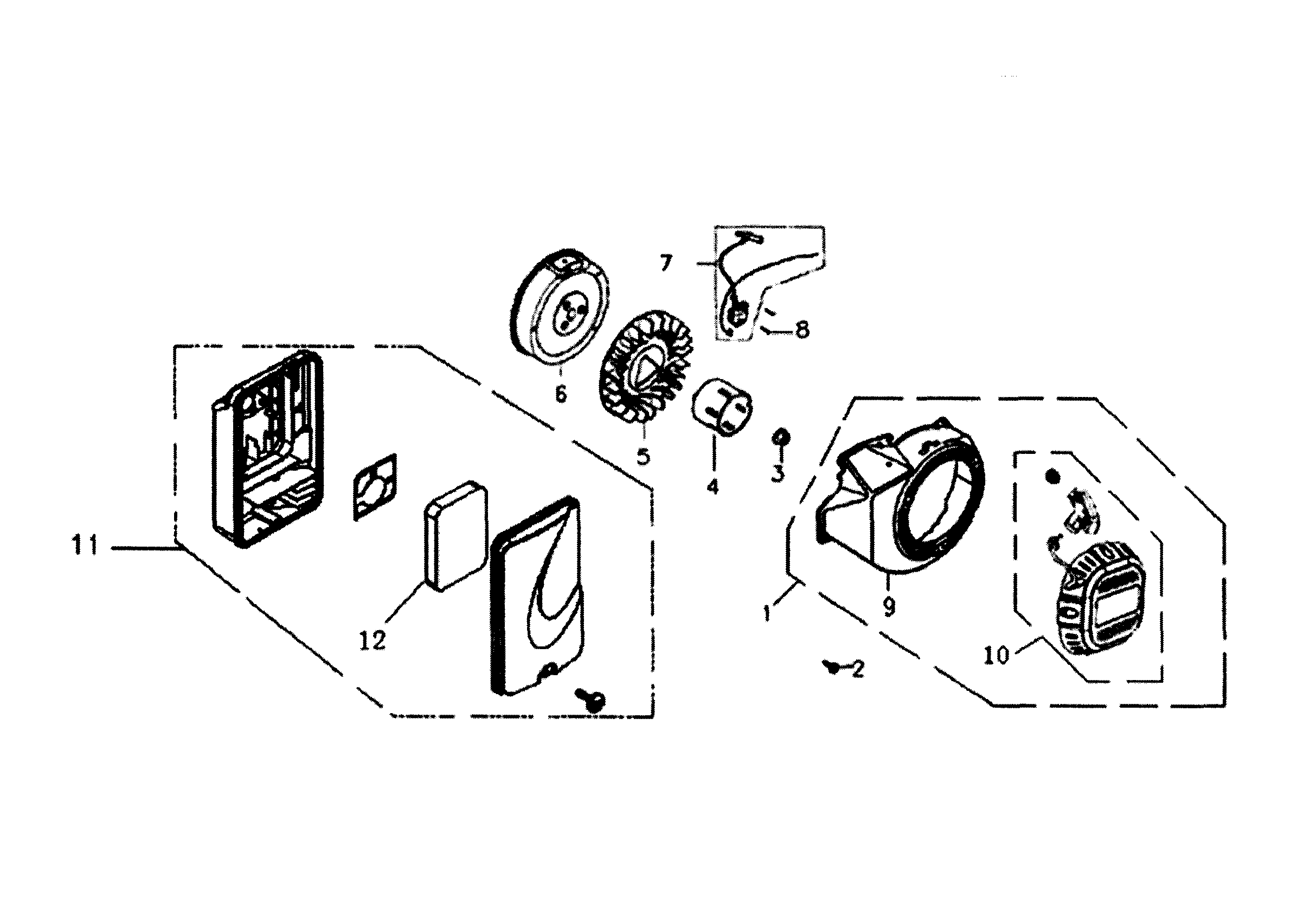 Generac LP5500-6001-0 starter & air cleaner diagram