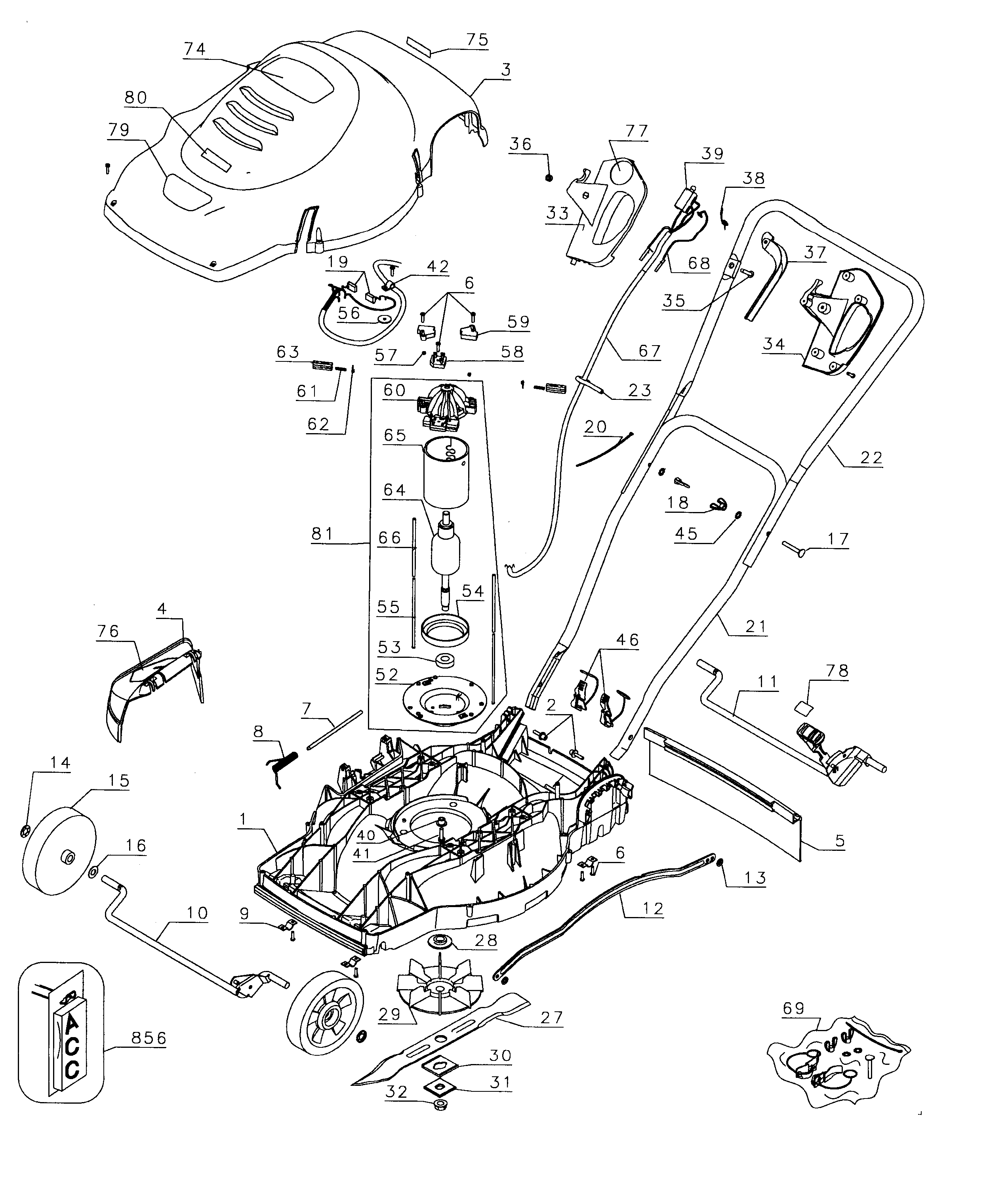 Black & Decker LM175 TYPE 2 mower assy diagram