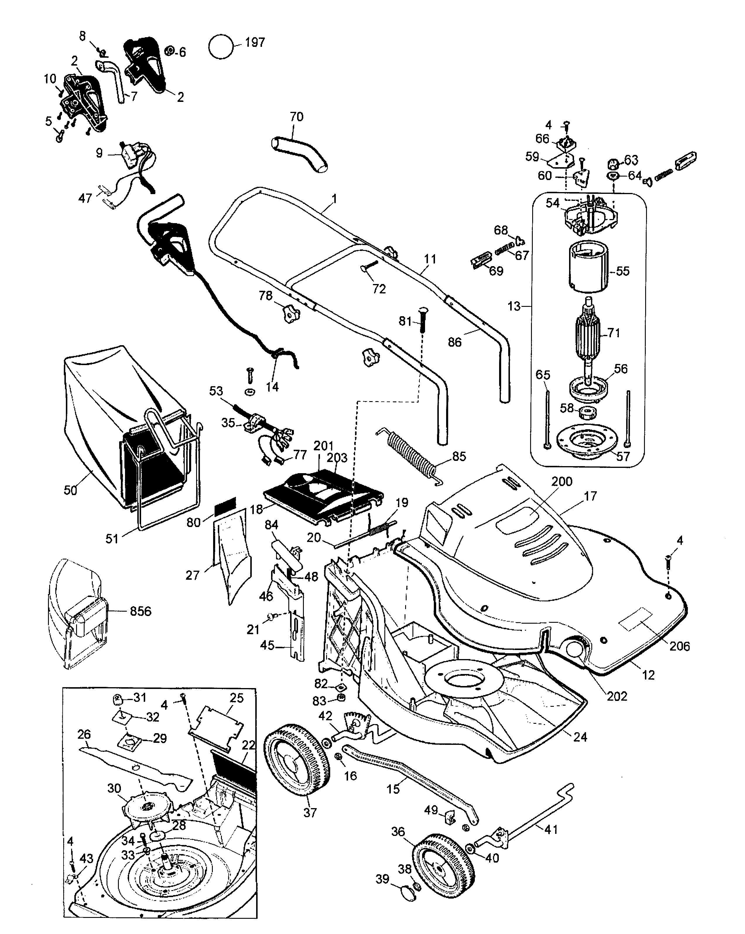 Black & Decker MM875 TYPE3 mower assy diagram