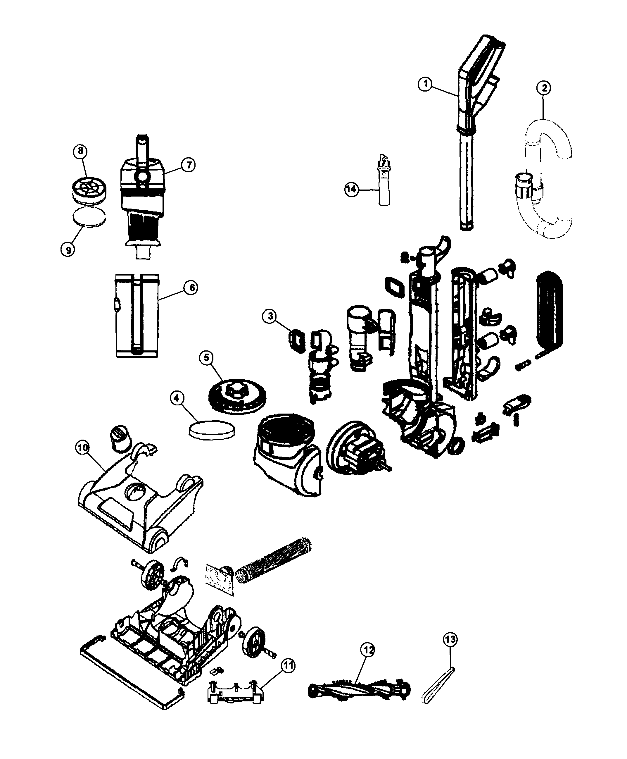 Hoover UH20040 vacuum assy diagram