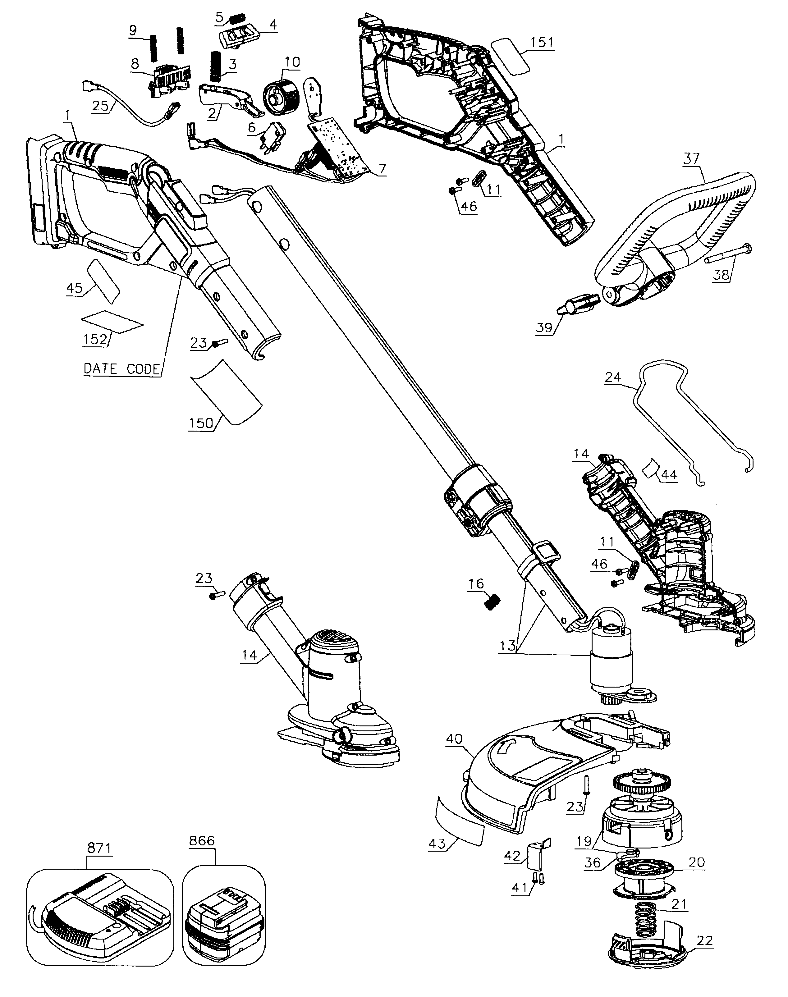 Black & Decker LST136 TYPE 2 trimmer assy diagram