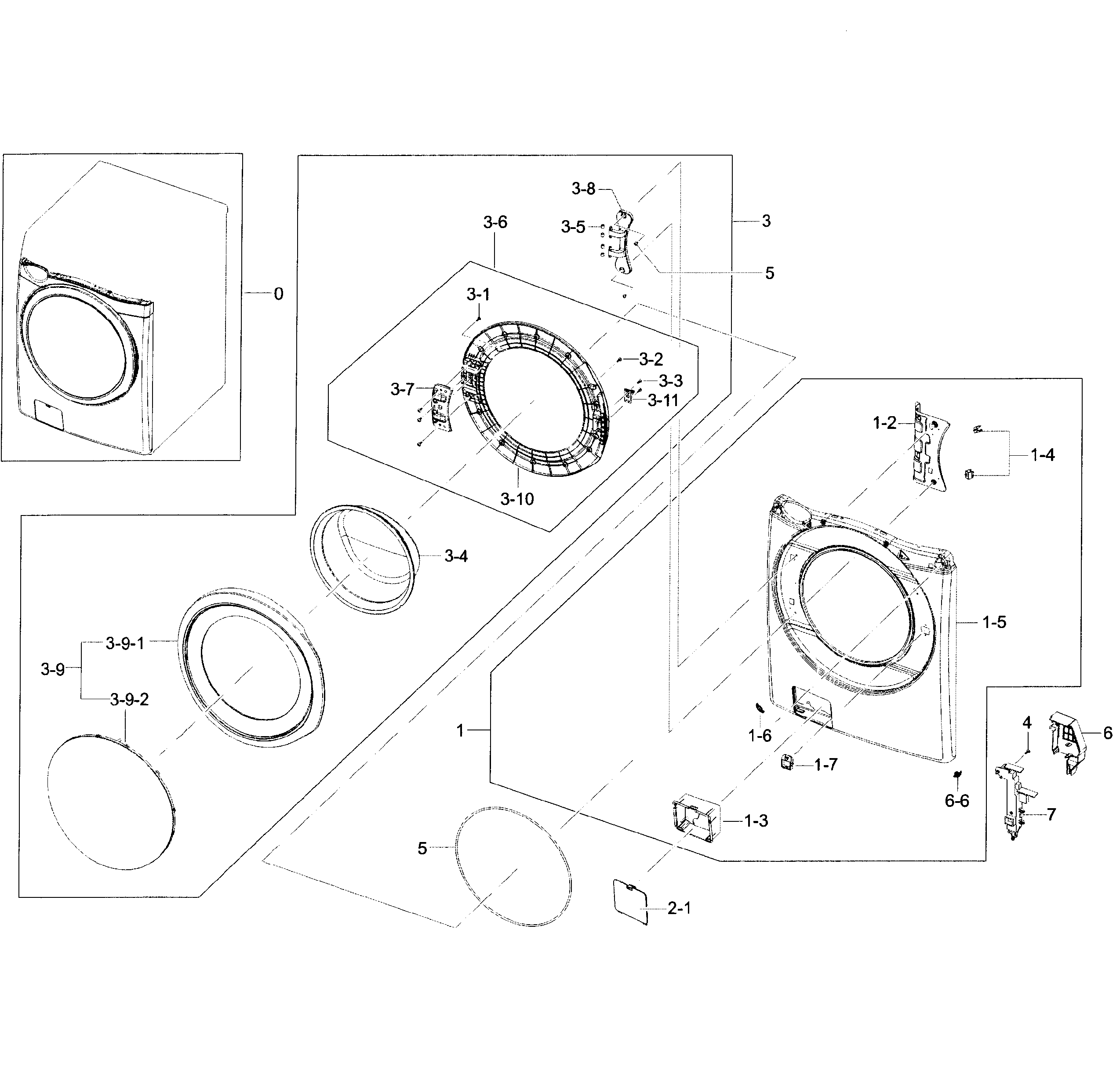 Samsung WF45H6100AP/A2-00 front/door assy diagram