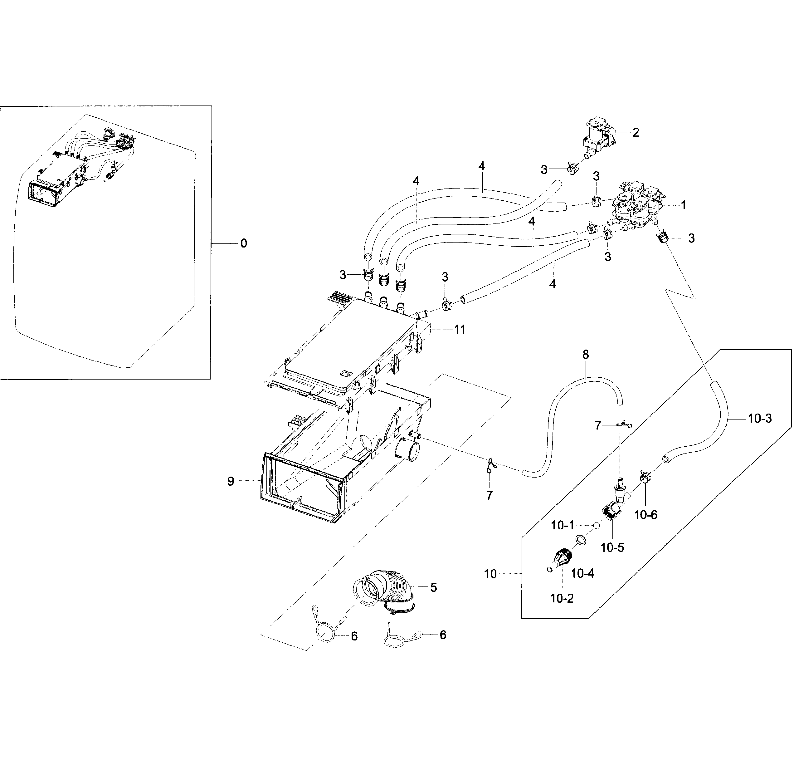 Samsung WF45H6100AP/A2-00 housing drawer diagram