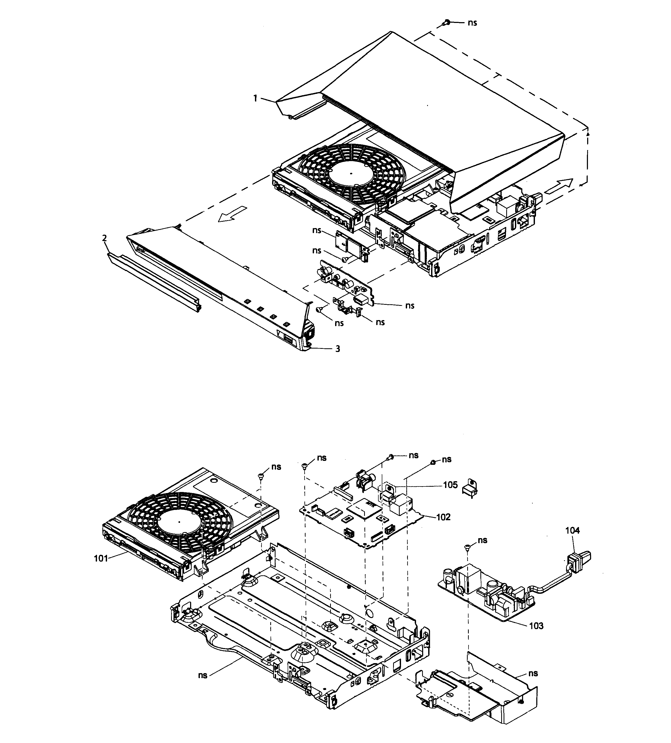 Sony BDP-S1100 case & chassis diagram