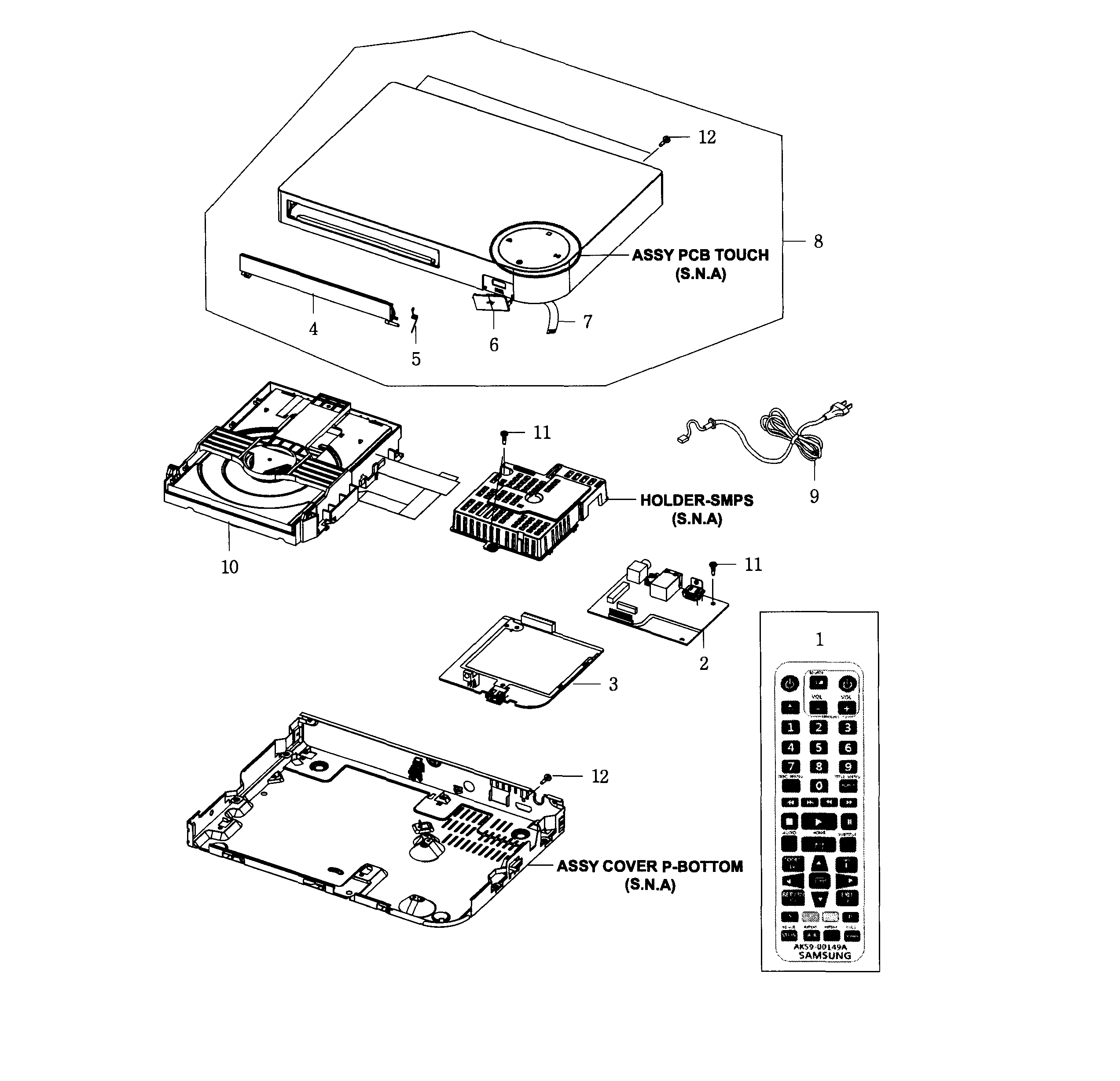 Samsung BD-F5100/ZA-JJ02 main assy diagram