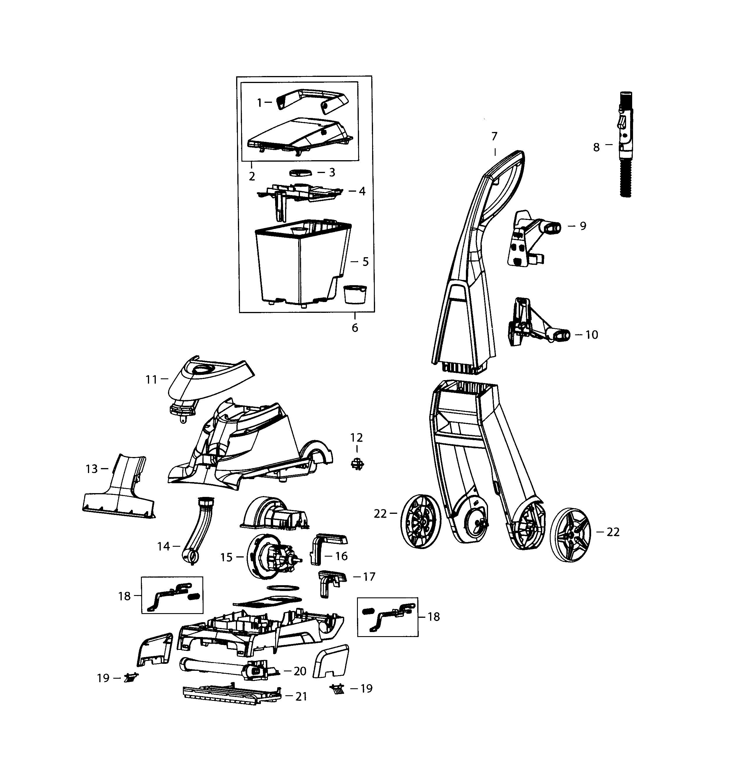 Bissell 8852 cleaner assy diagram