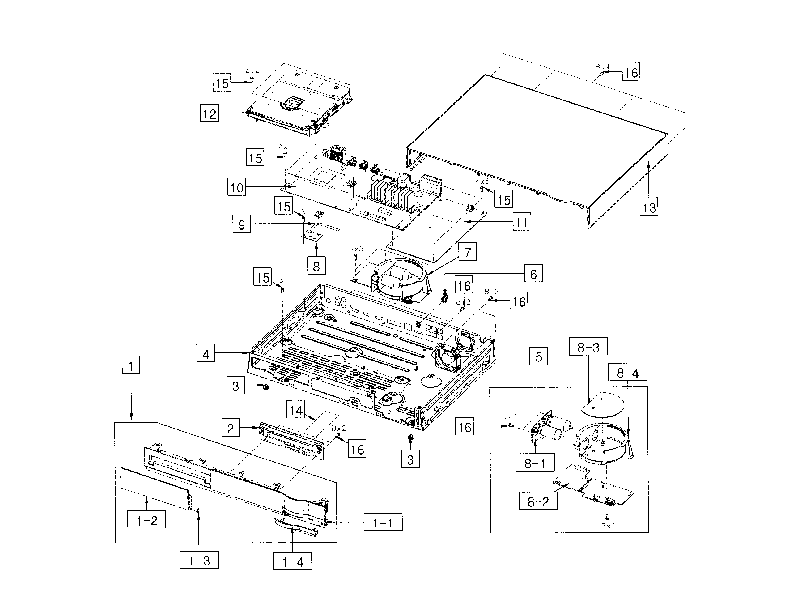 Samsung HT-E3500/ZA-NF02 cabinet parts diagram