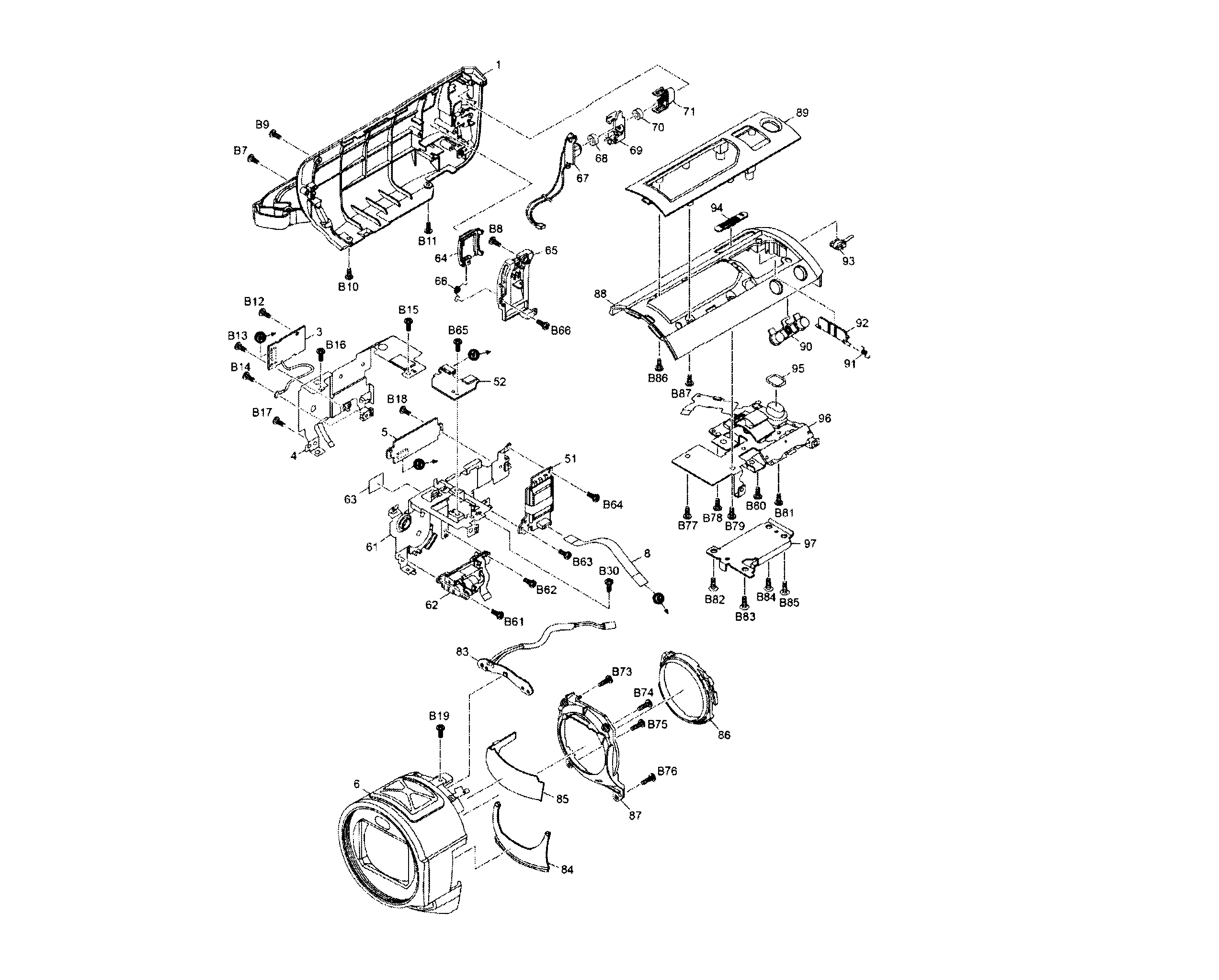 Panasonic HC-V720P frame & casing 1 diagram