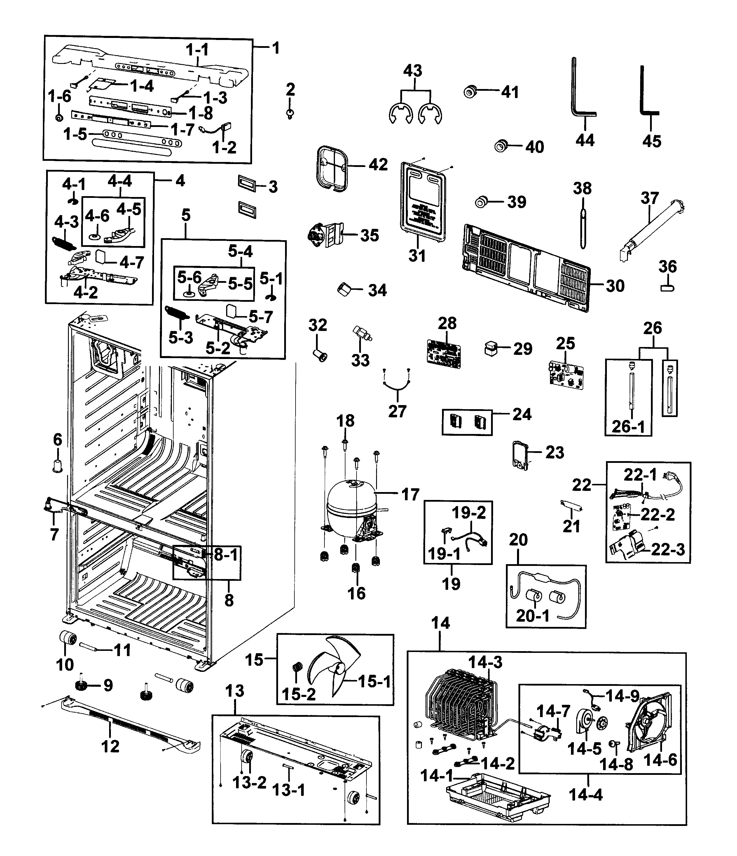 Samsung RFG293HARS/XAA-01 cabinet diagram