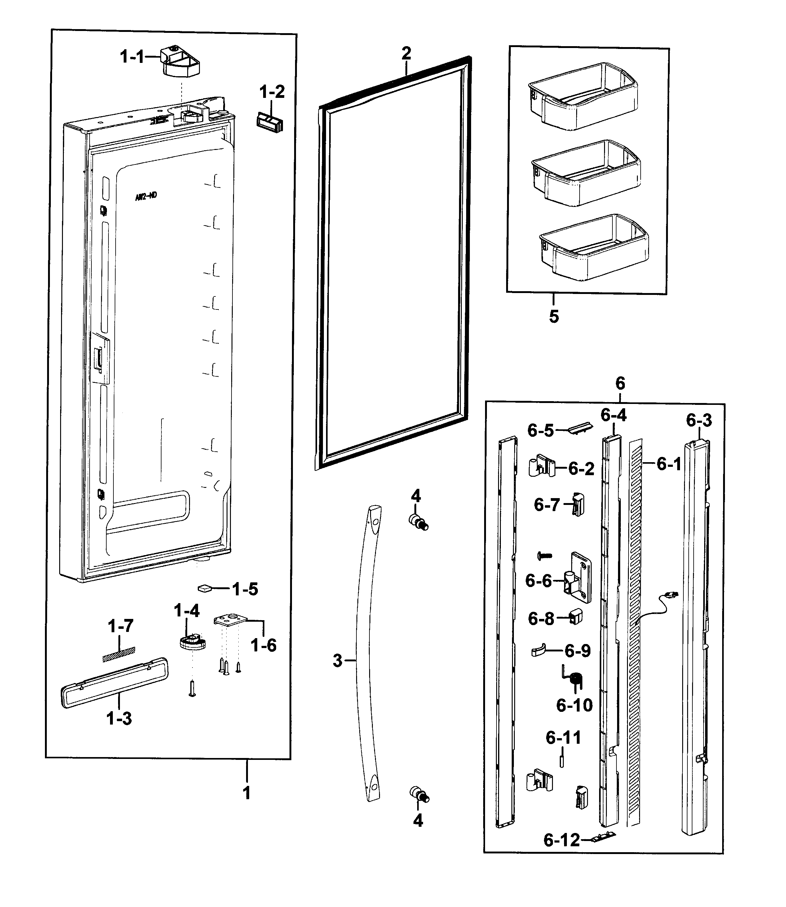 Samsung RFG293HARS/XAA-01 refrigerator door l diagram