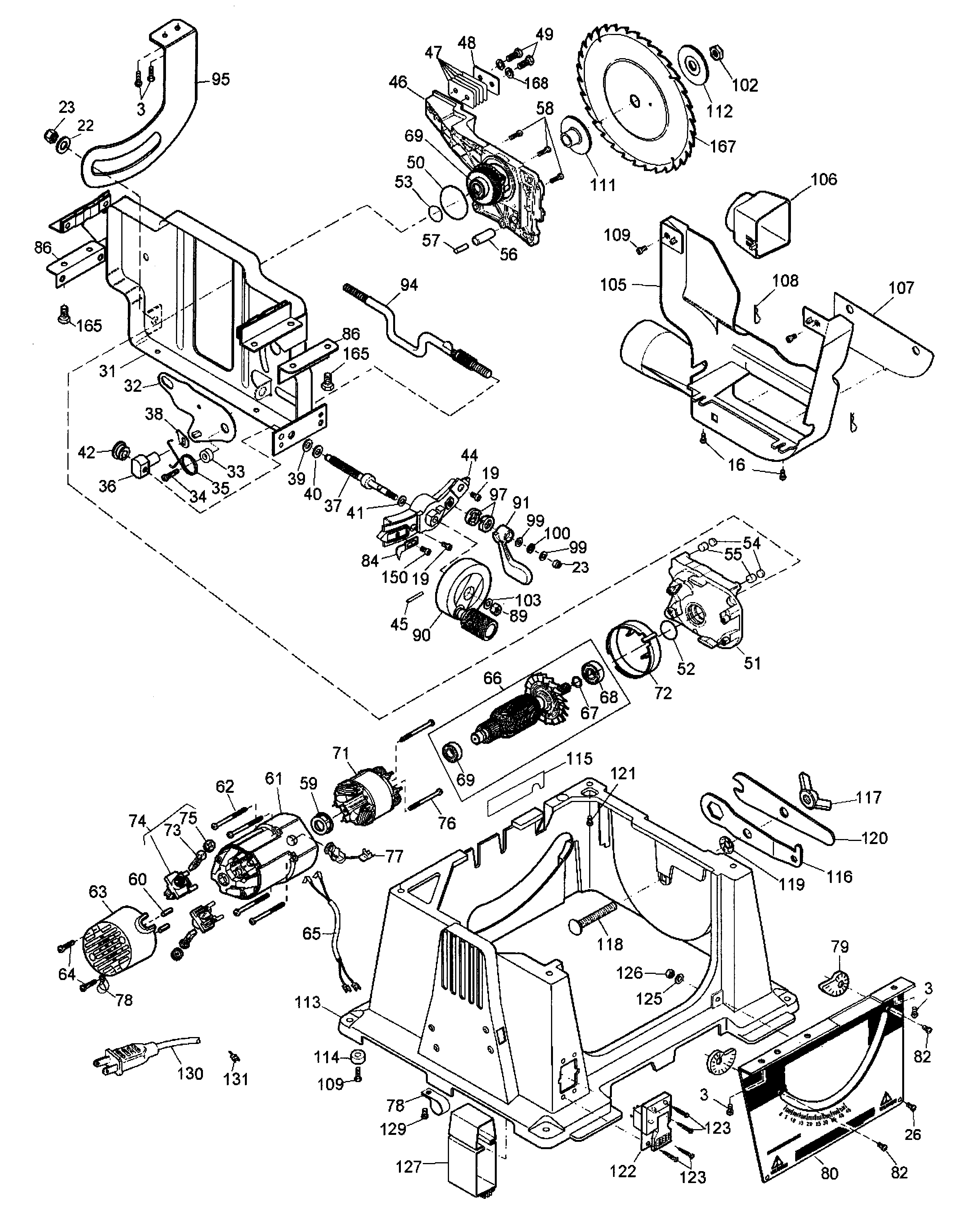 DeWalt DW744 TYPE 2 blade assy diagram