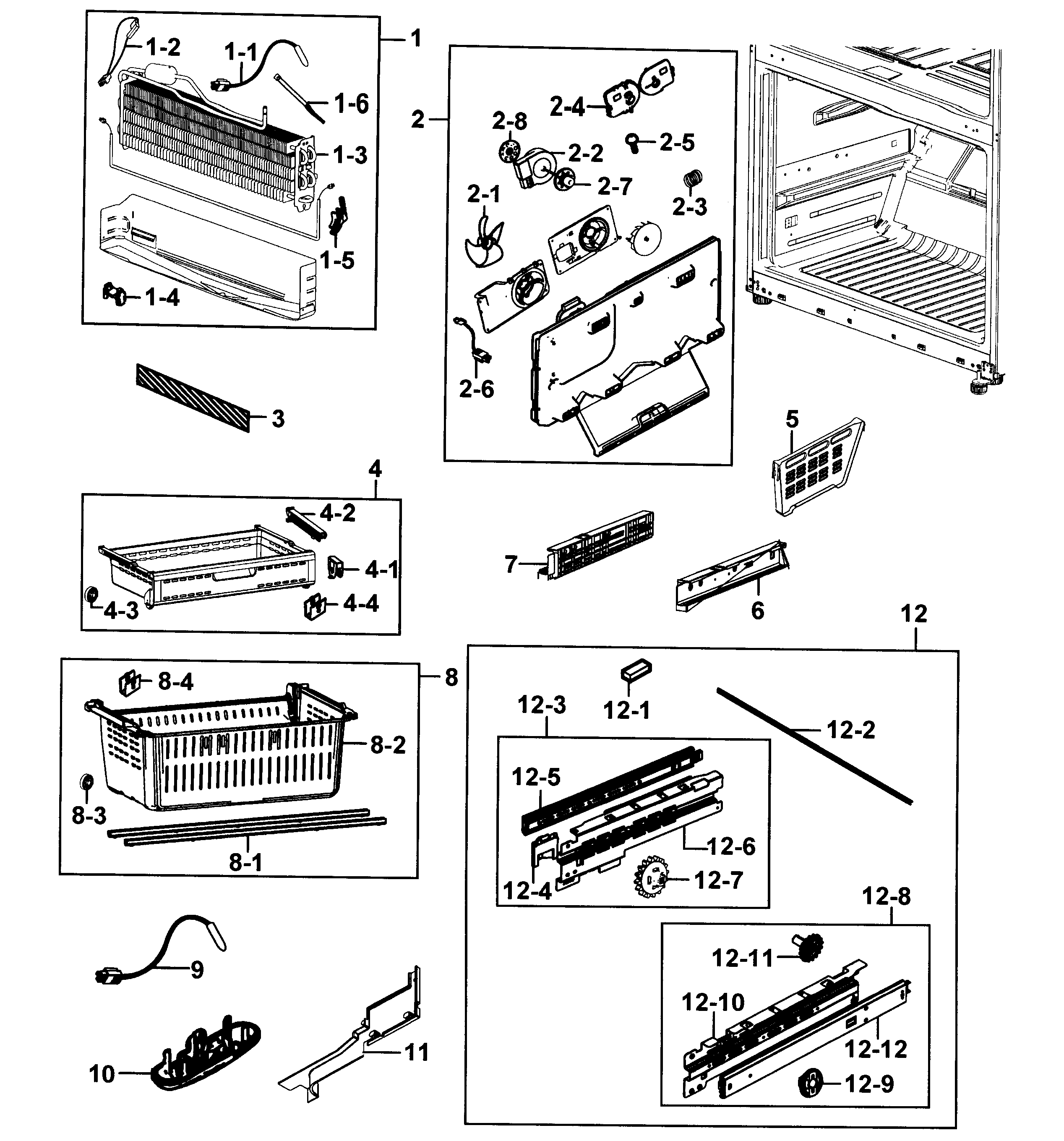 Samsung RF25HMEDBBC/AA-00 freezer diagram
