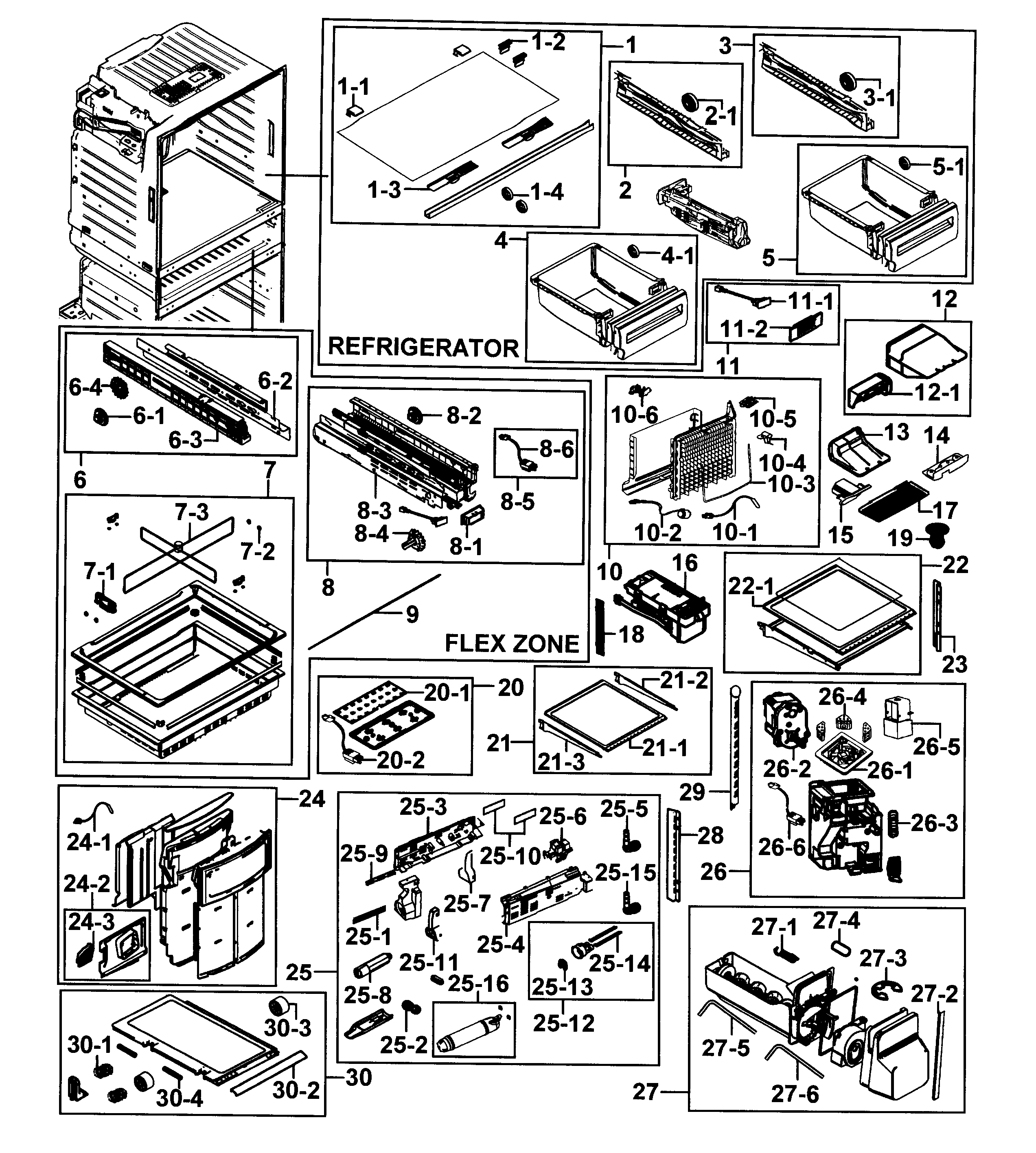 Samsung RF25HMEDBBC/AA-00 refrigerator / icemaker diagram
