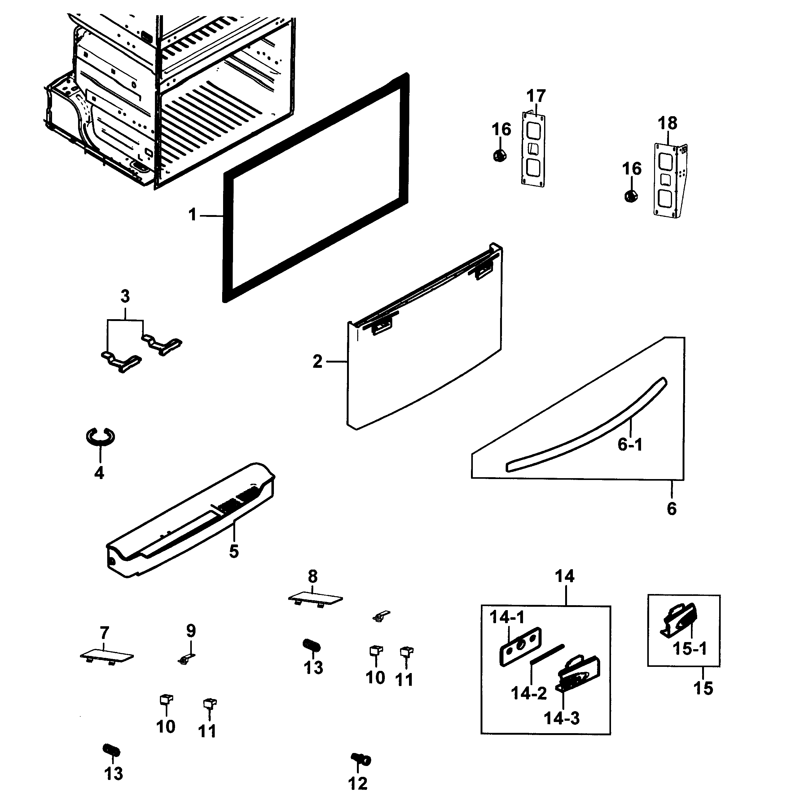 Samsung RF25HMEDBBC/AA-00 freezer door diagram