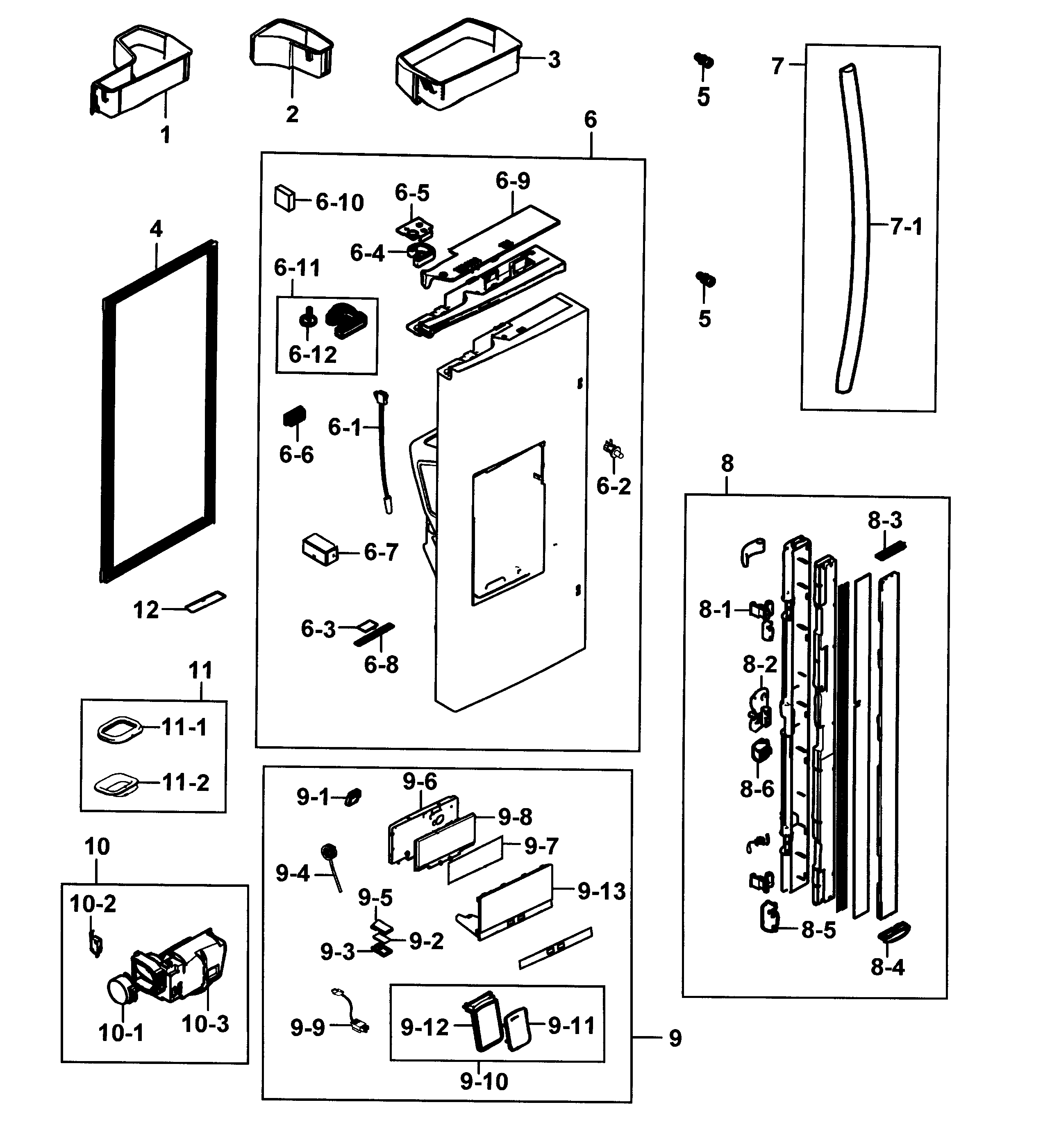 Samsung RF25HMEDBBC/AA-00 refrigerator door l diagram