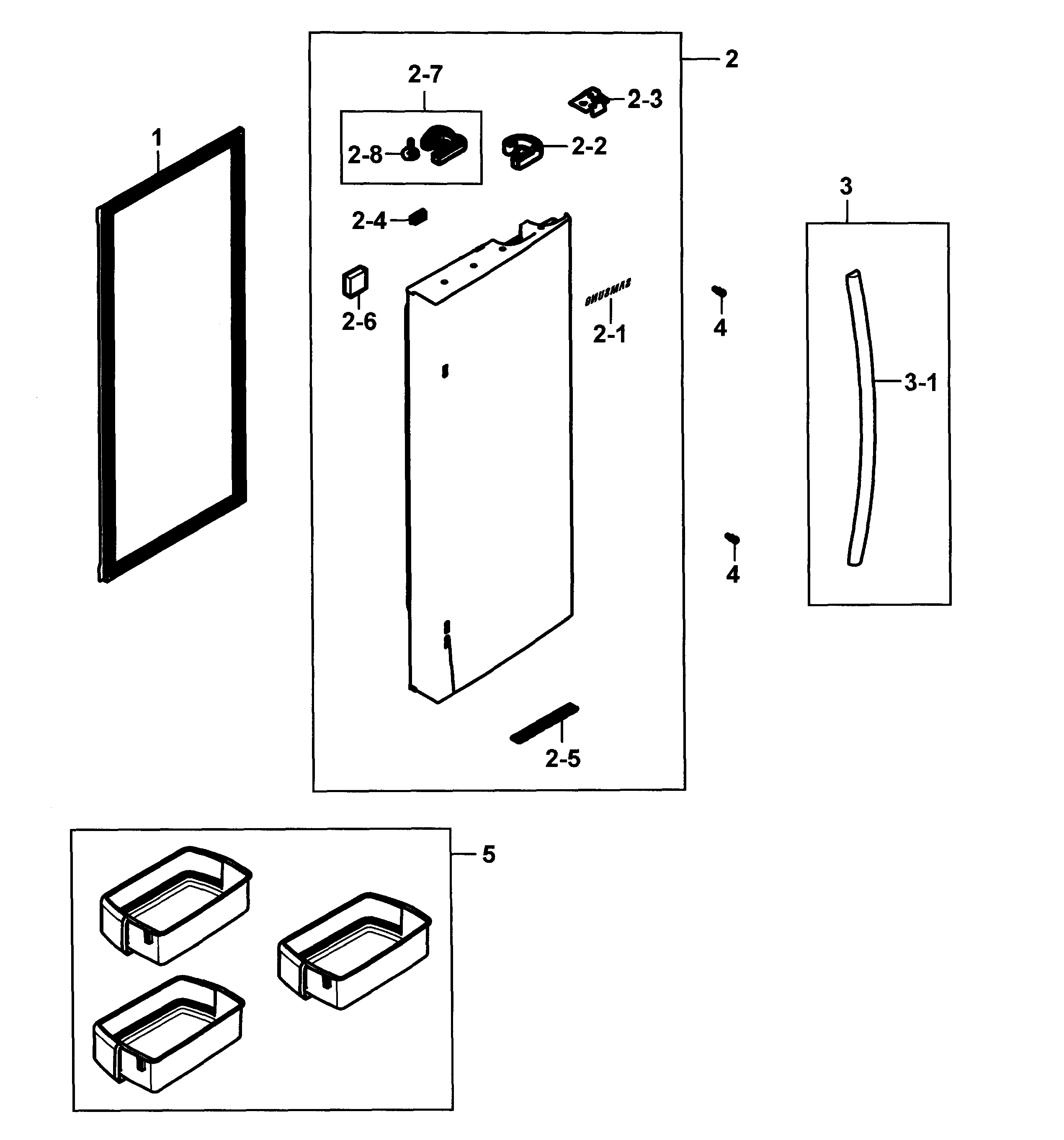 Samsung RF25HMEDBBC/AA-00 refrigerator door r diagram