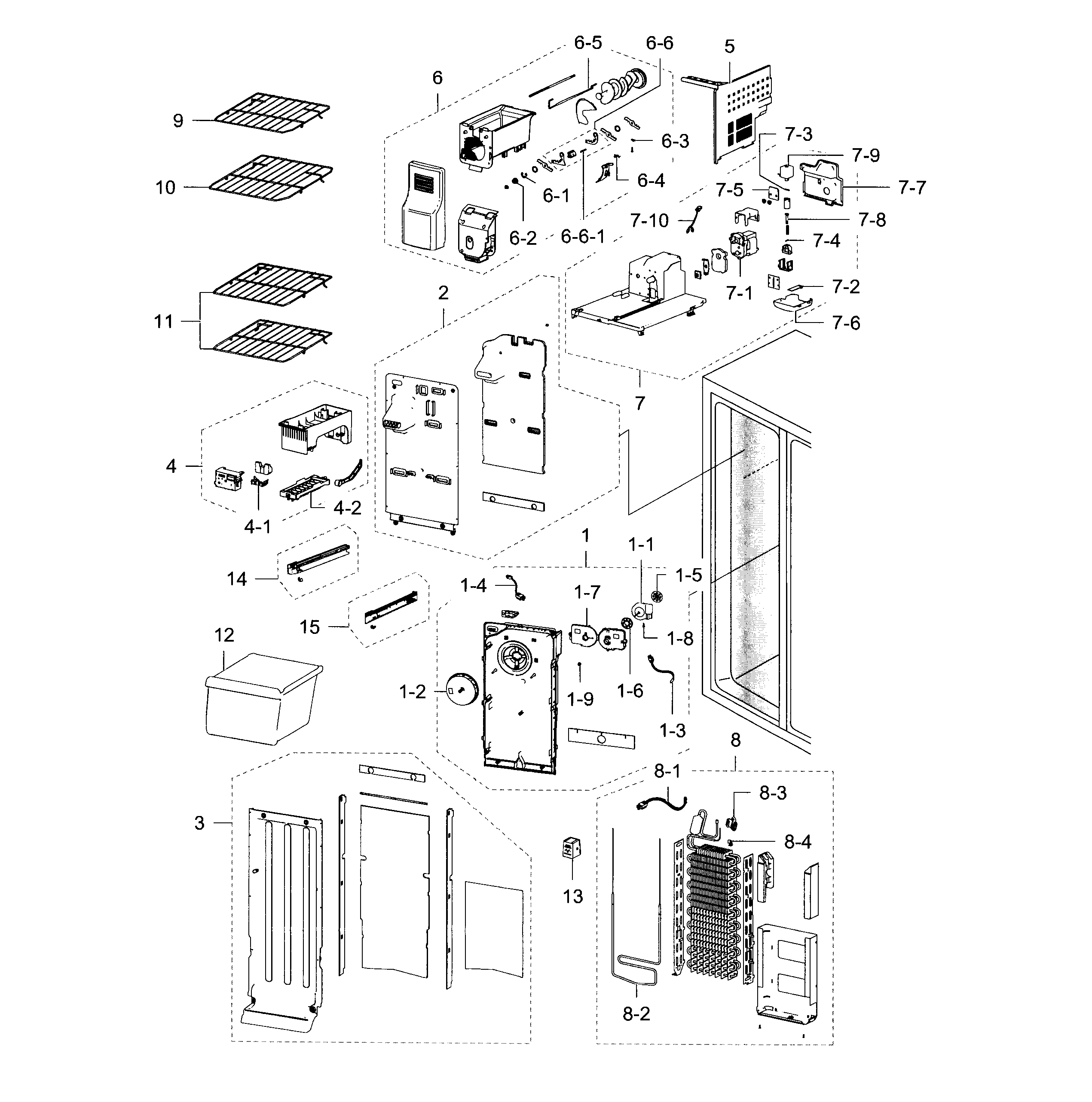 Samsung RS25H5000SR/AA-00 freezer diagram
