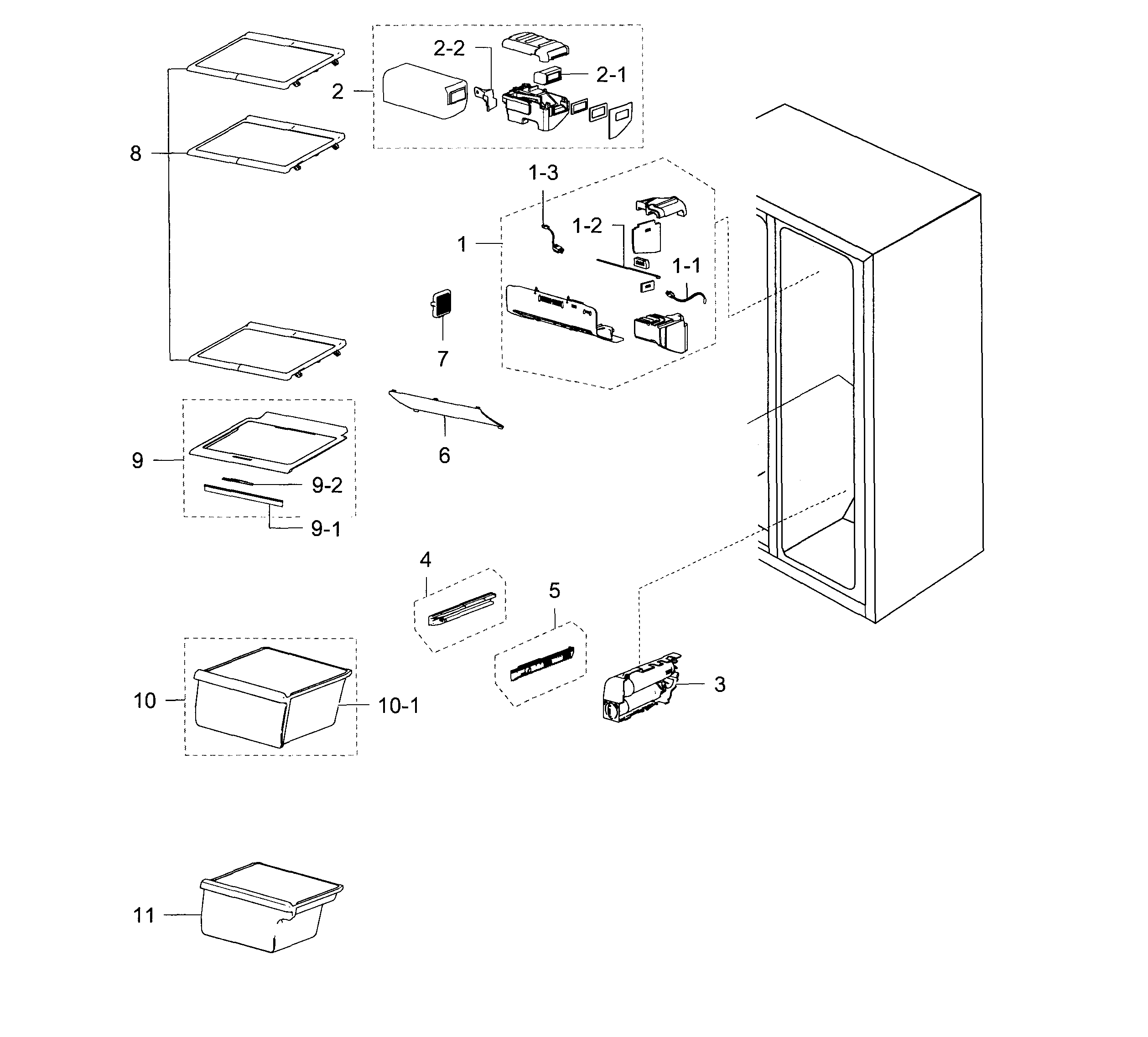 Samsung RS25H5000SR/AA-00 refrigerator diagram