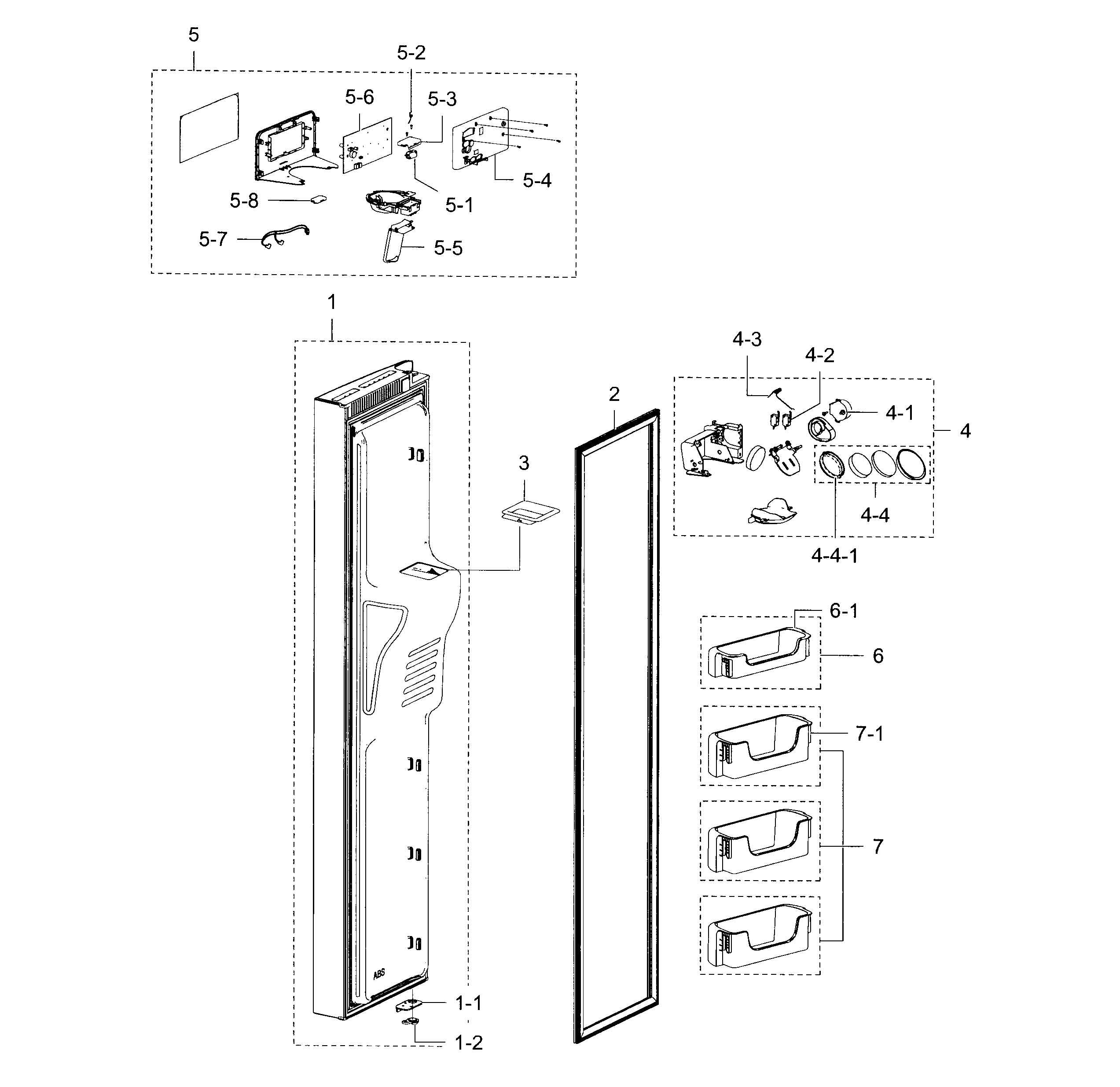 Samsung RS25H5000SR/AA-00 freezer door diagram