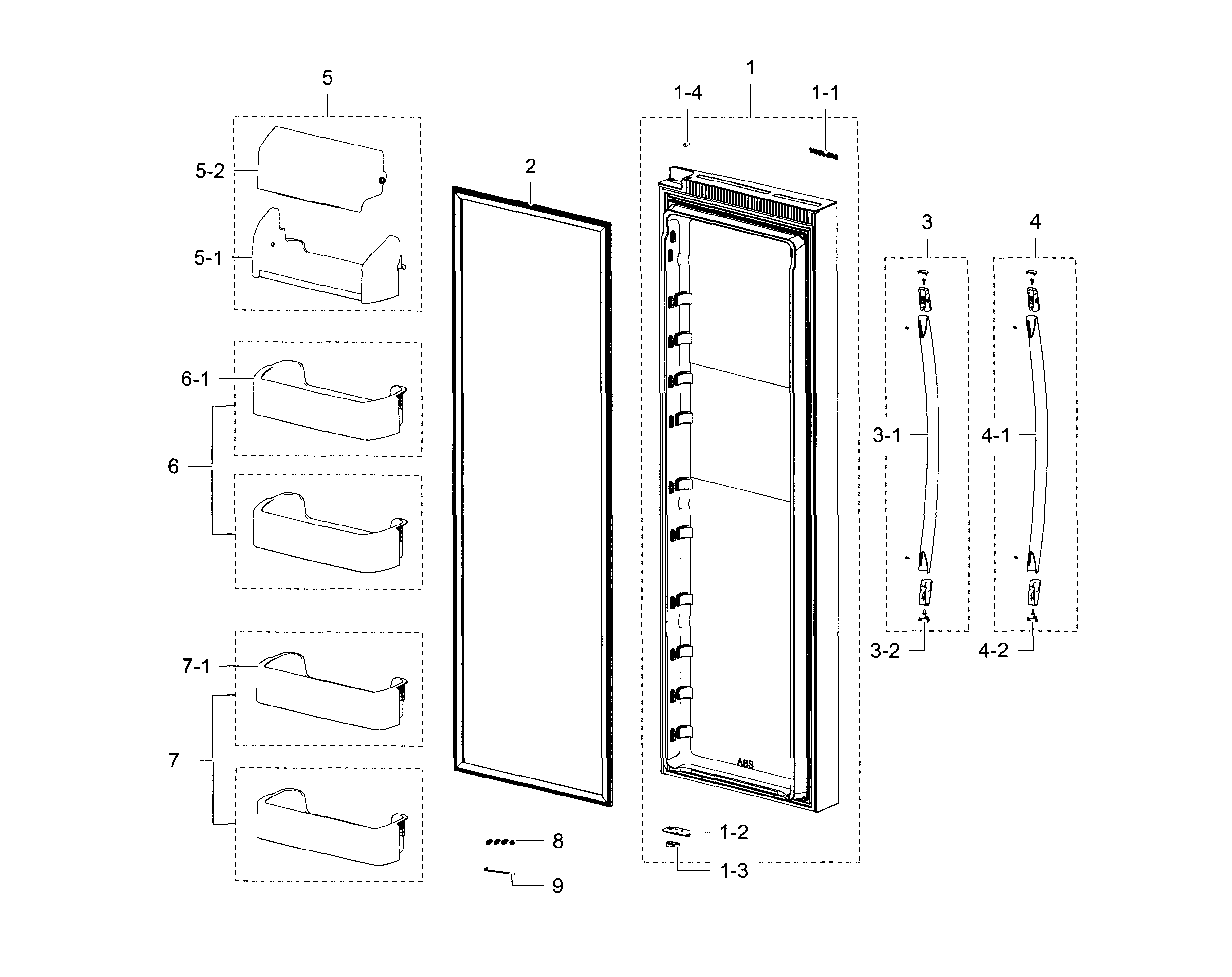 Samsung RS25H5000SR/AA-00 refrigerator door diagram