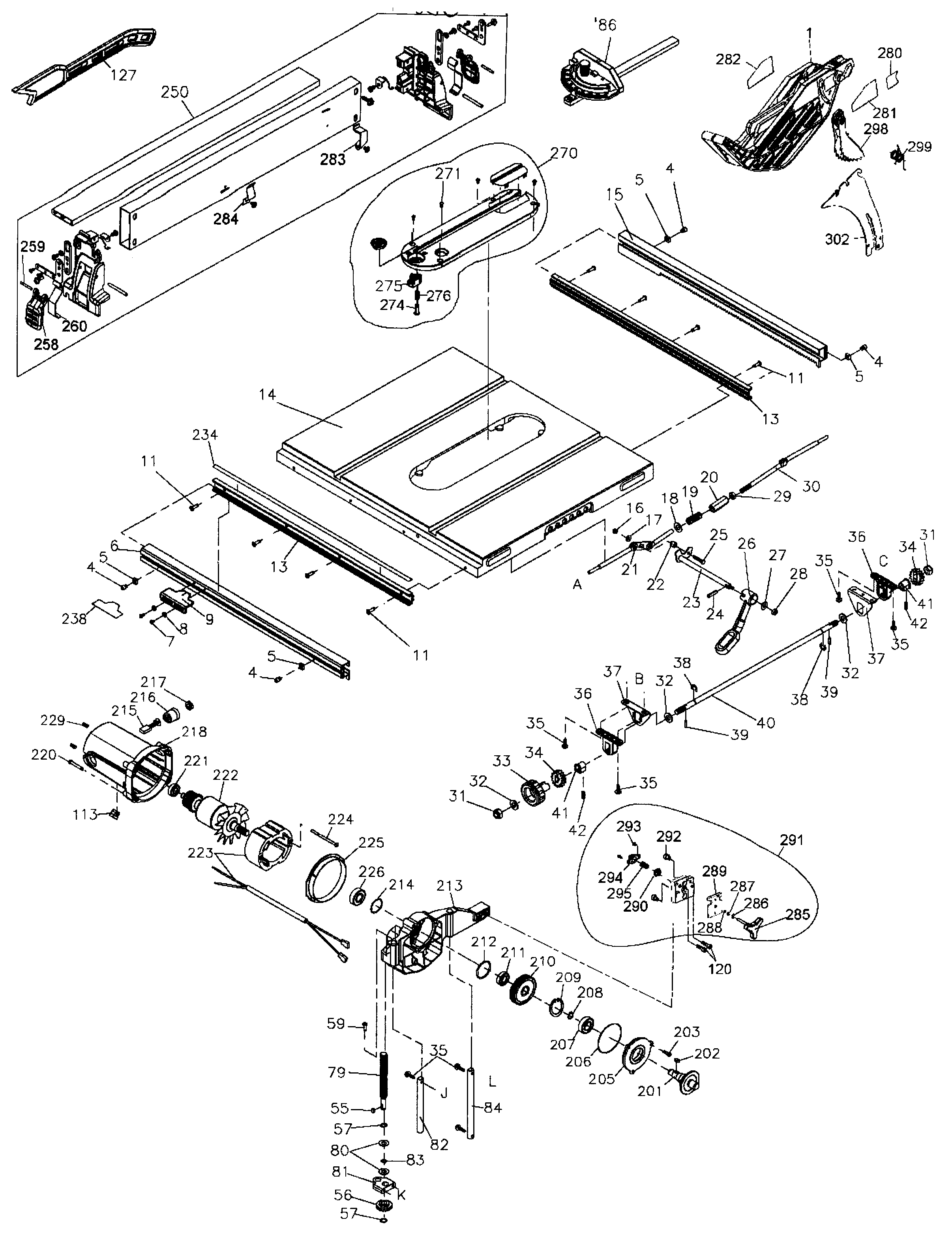 DeWalt DWE7480 TYPE 1 base assy diagram