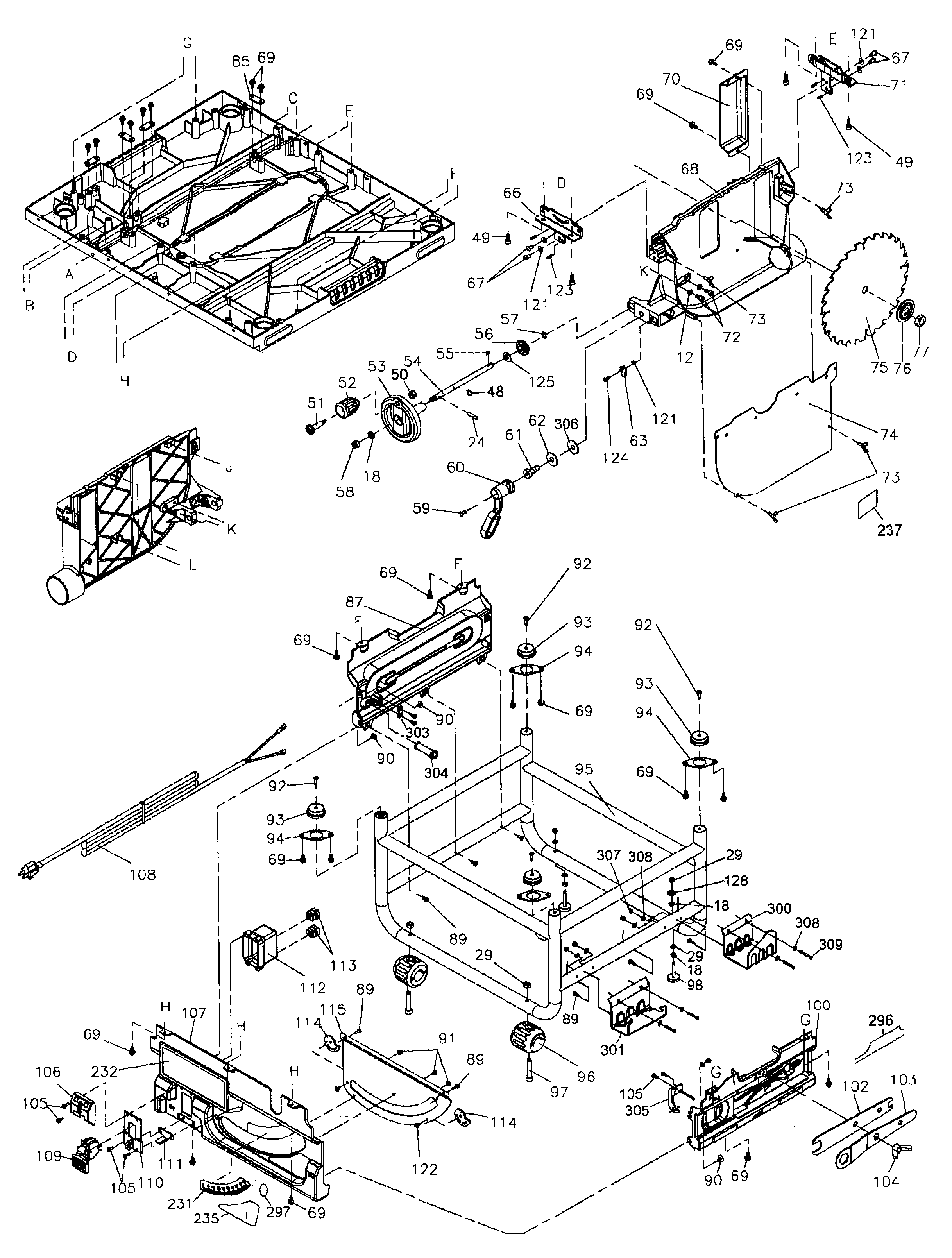 DeWalt DWE7480 TYPE 1 saw assy diagram