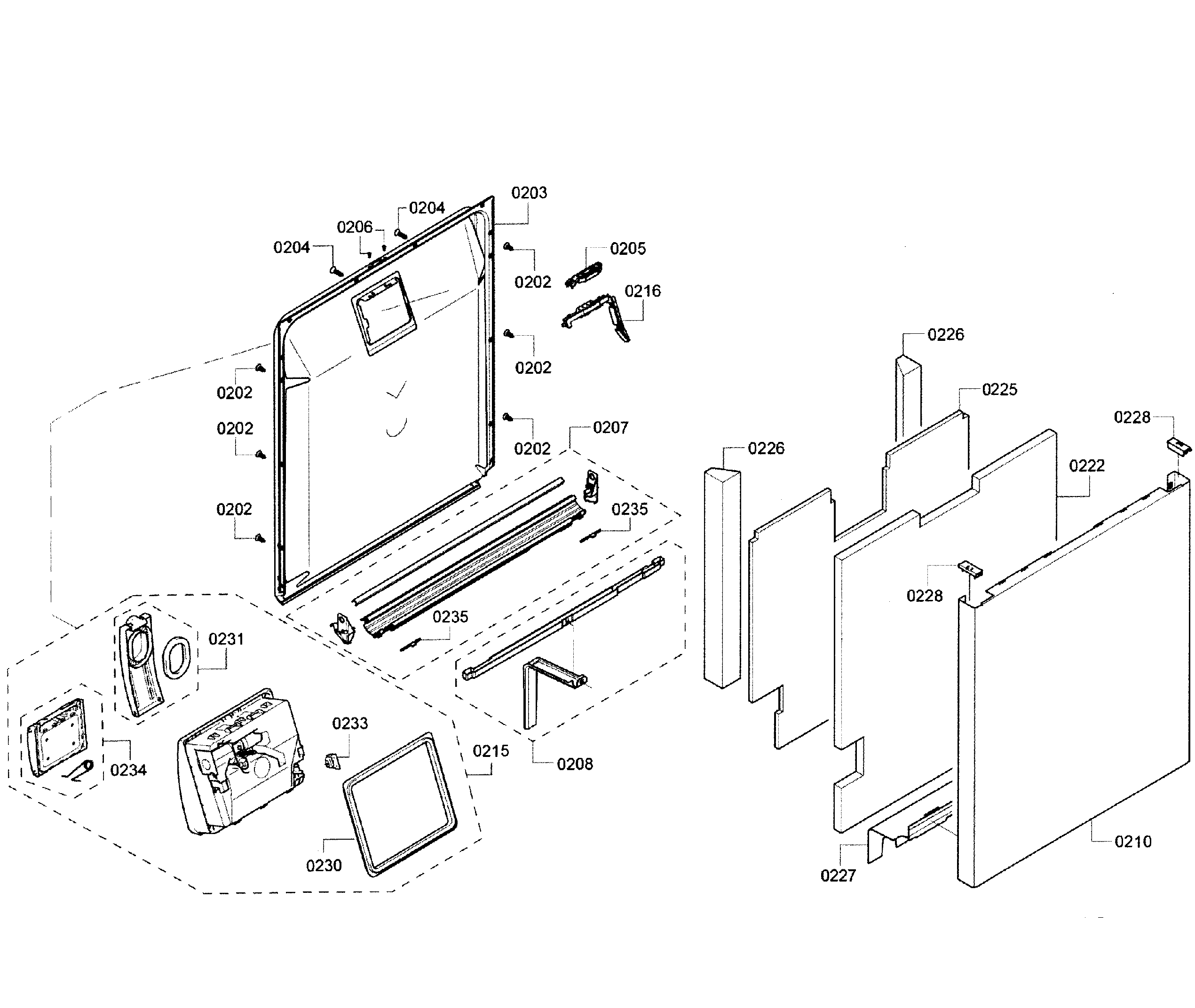 Bosch SHE8PT55UC/02 door assy diagram