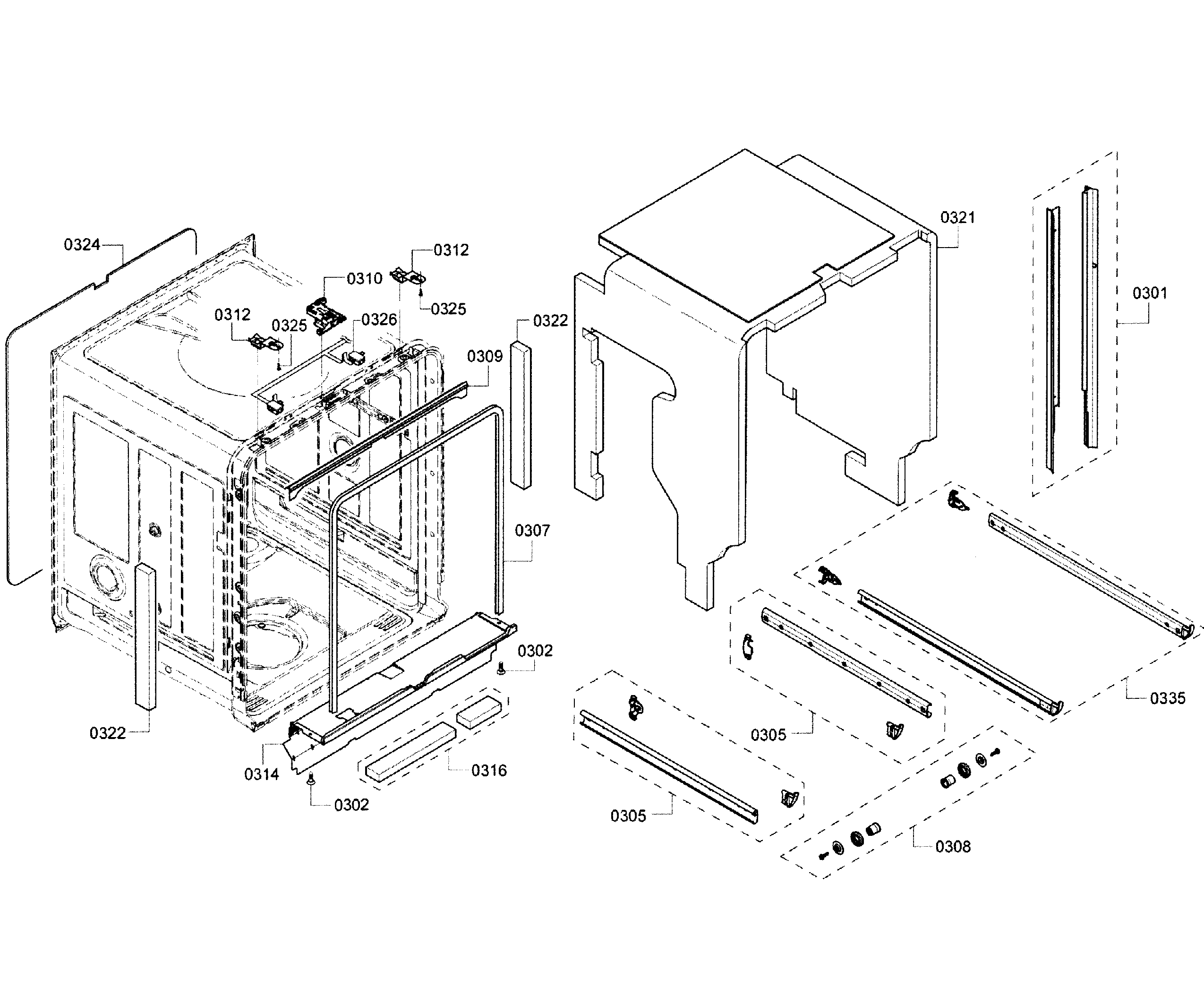 Bosch SHE8PT55UC/02 cabinet diagram