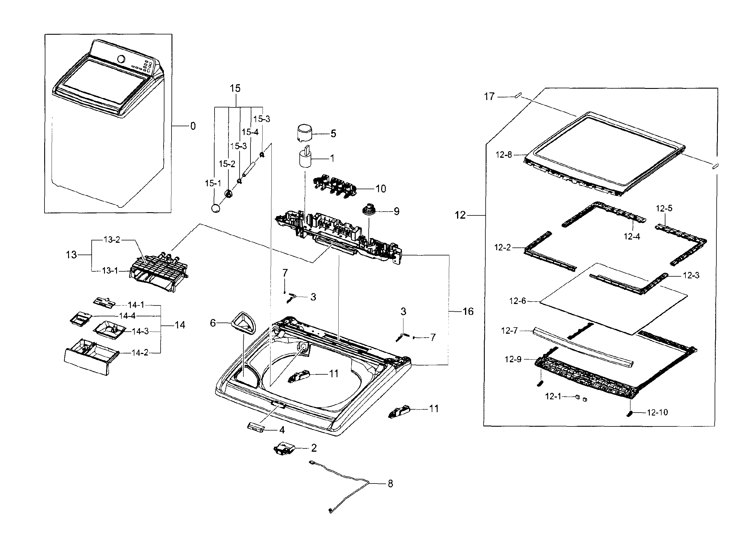 Samsung WA45H7000AW/A2-00 cover top diagram