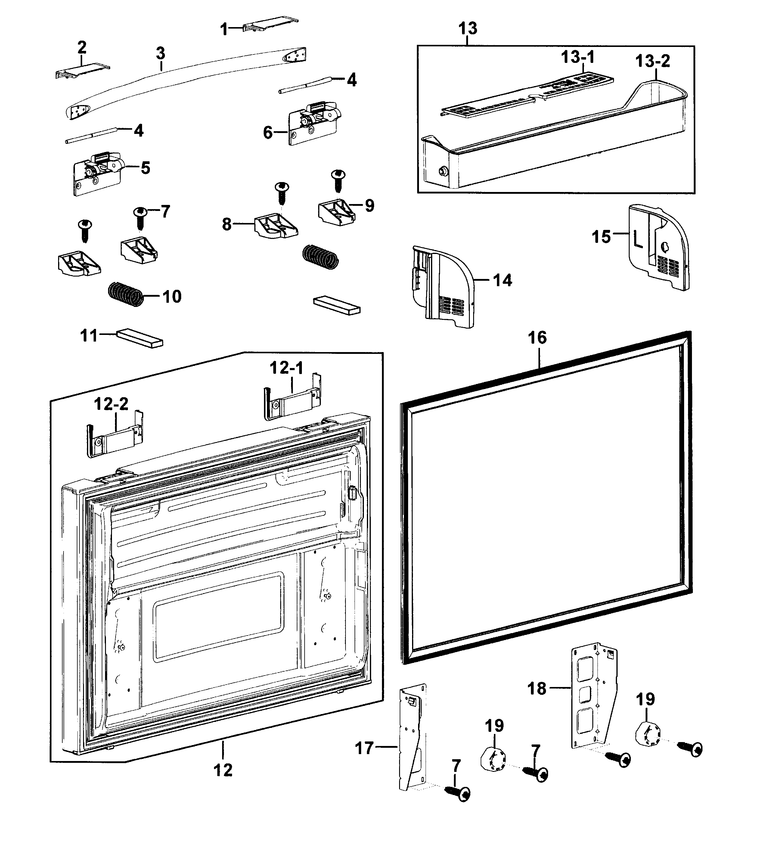 Samsung RF26XAZRS/XAA-00 freezer door diagram