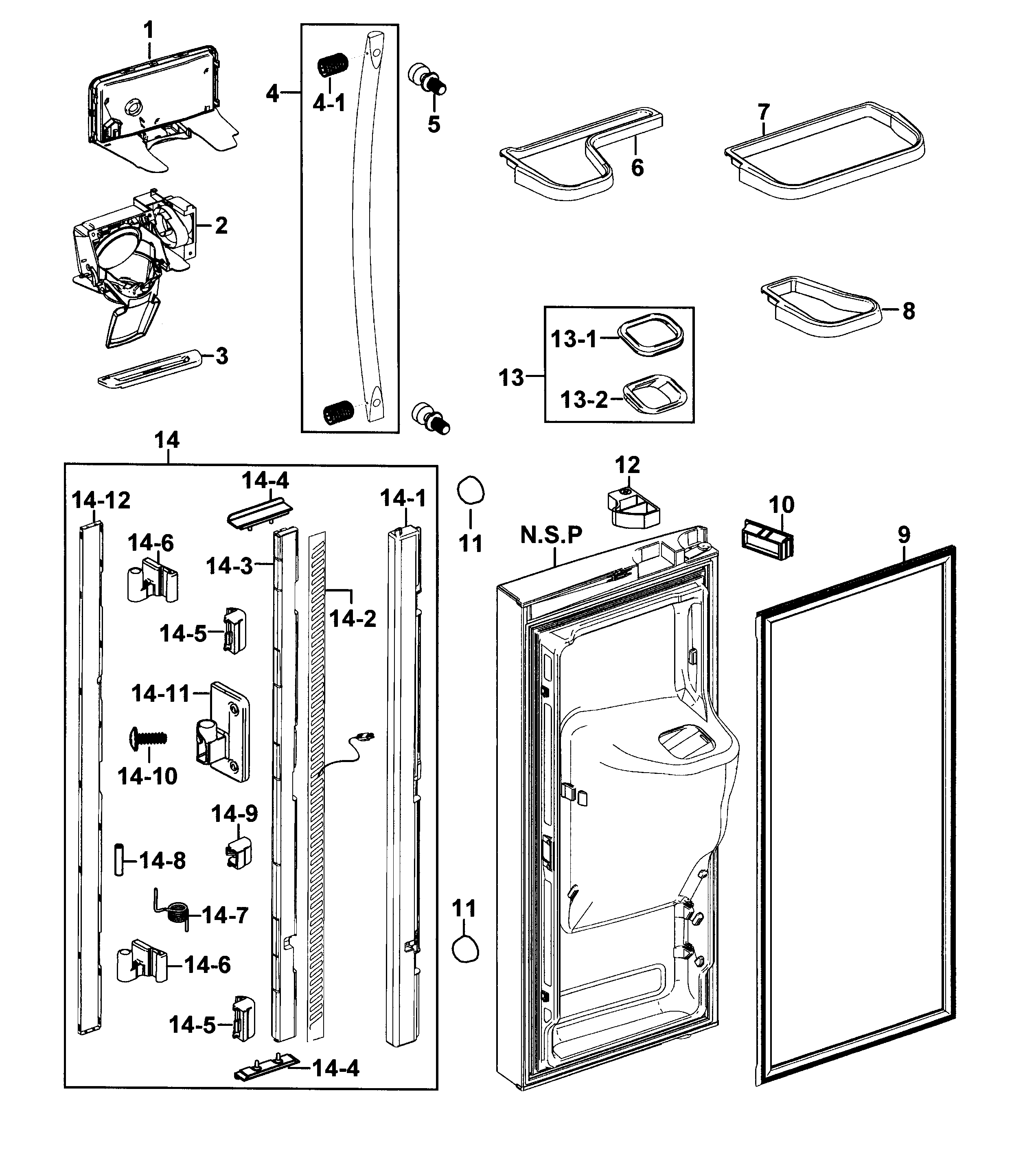 Samsung RF26XAZRS/XAA-00 refrigerator door l diagram