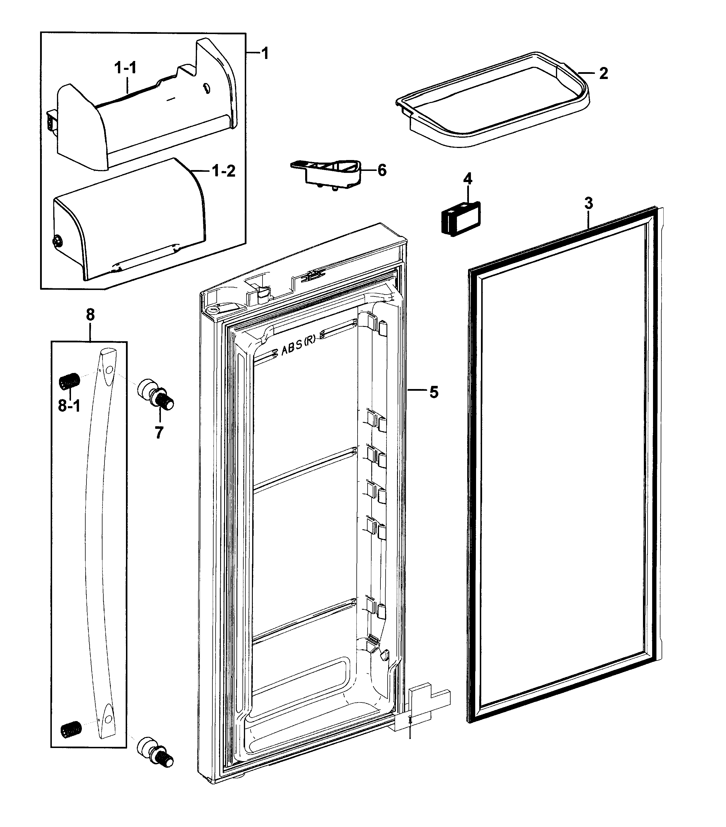 Samsung RF26XAZRS/XAA-00 refrigerator door r diagram