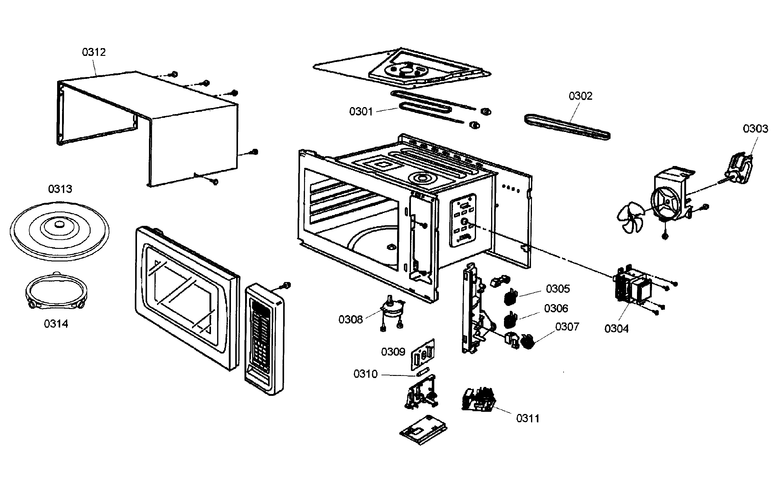 Thermador POM301/02 micro cabinet diagram
