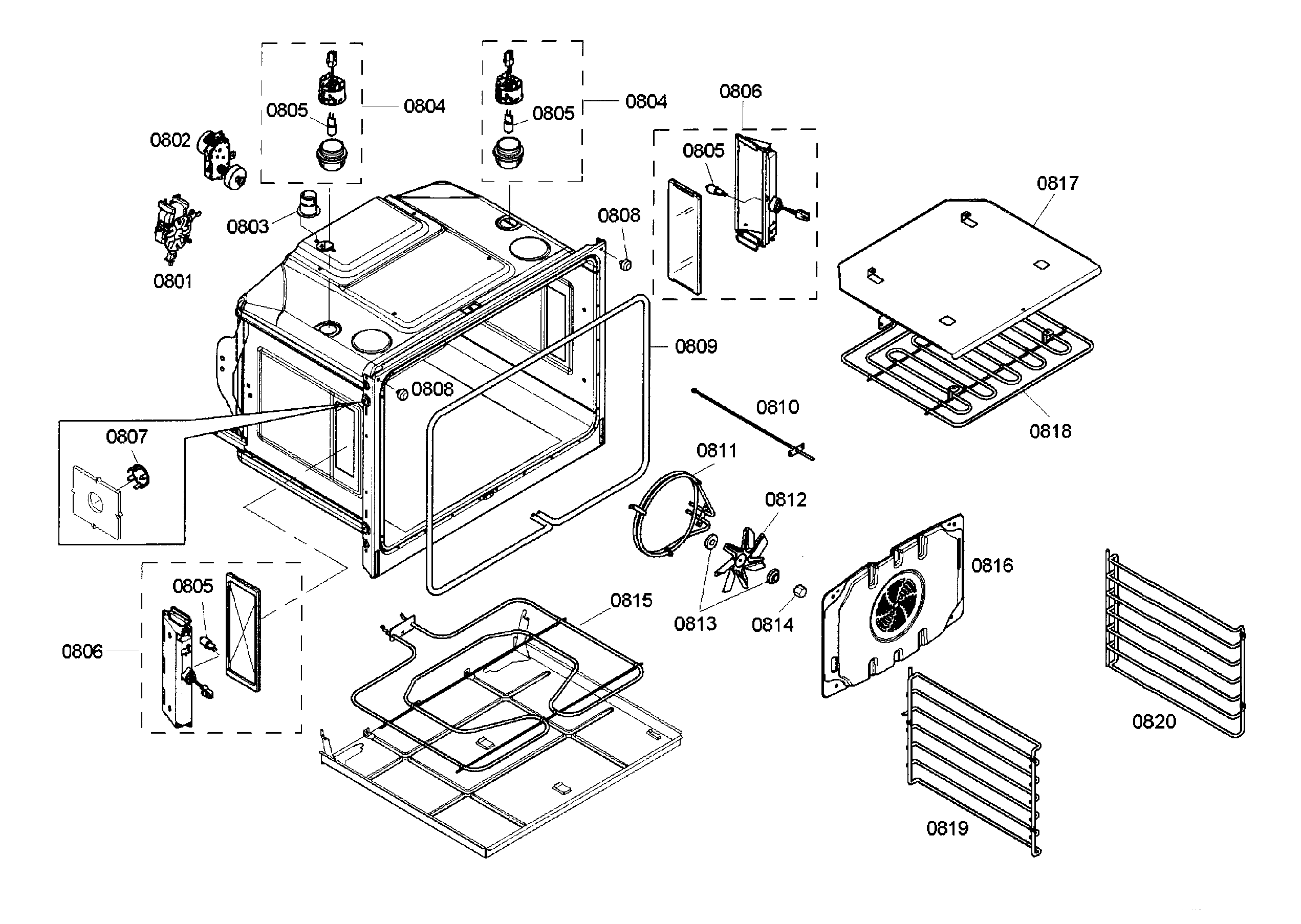 Thermador POM301/02 oven cavity diagram