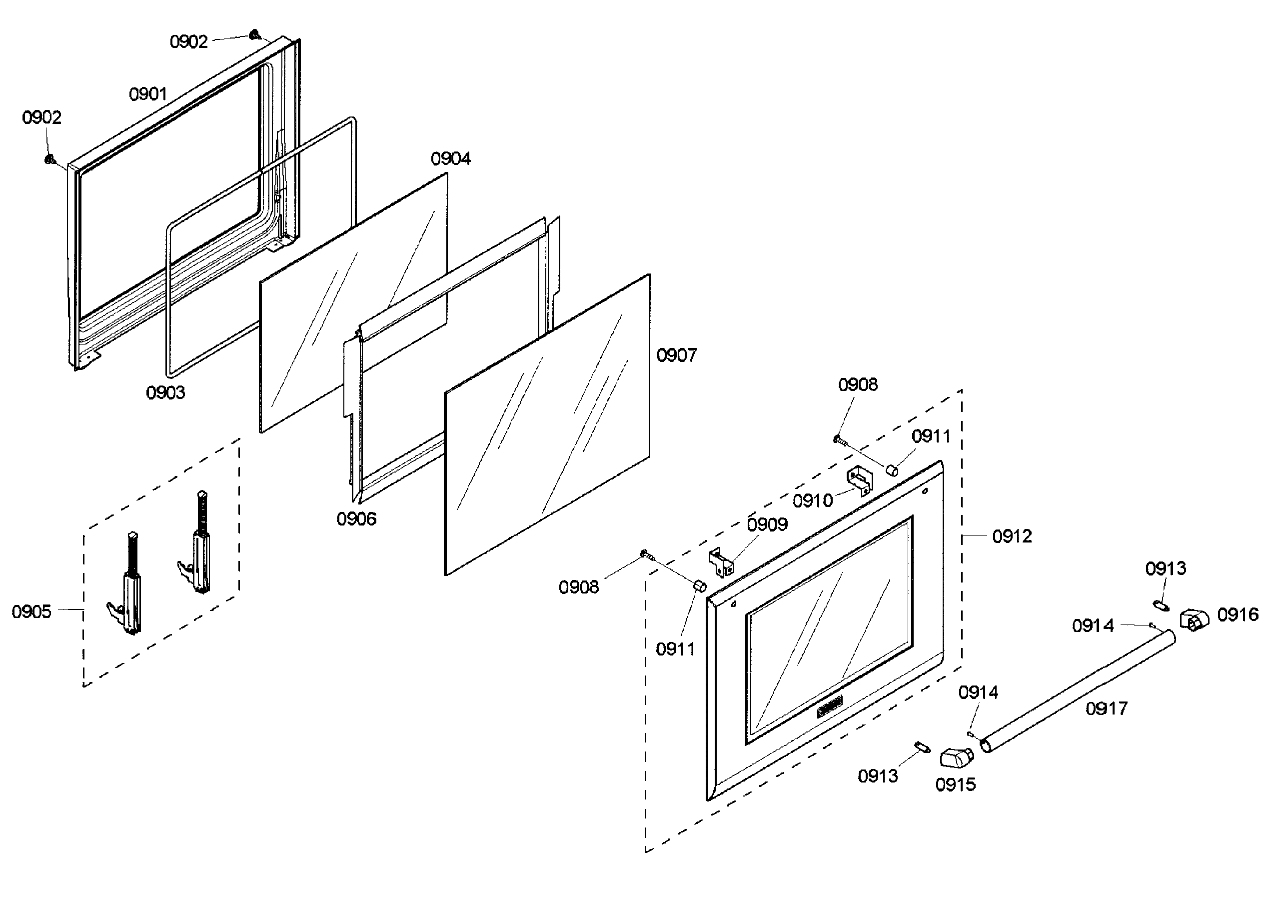 Thermador POM301/02 oven door diagram