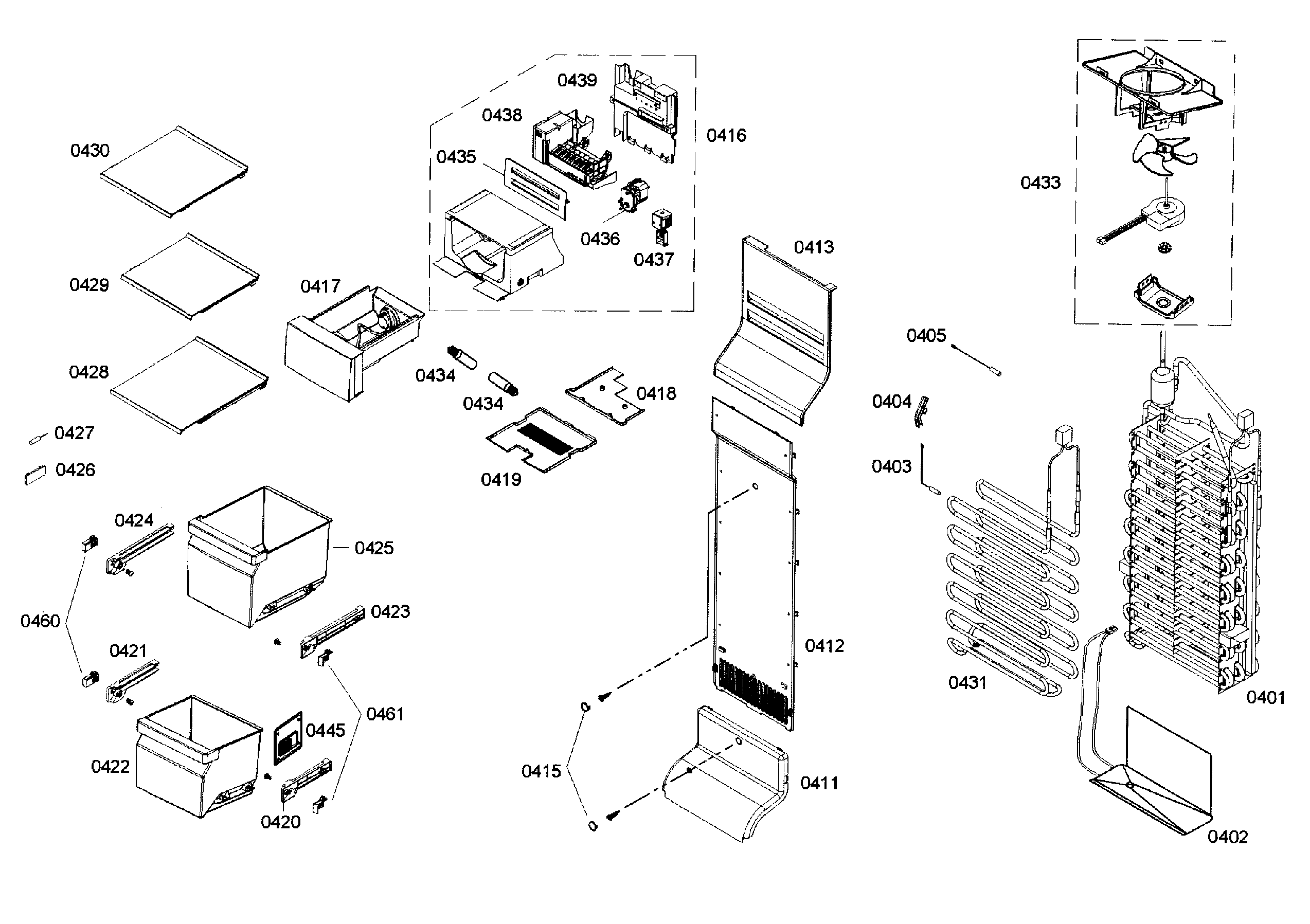 Bosch B22CS50SNS/03 freezer assy diagram
