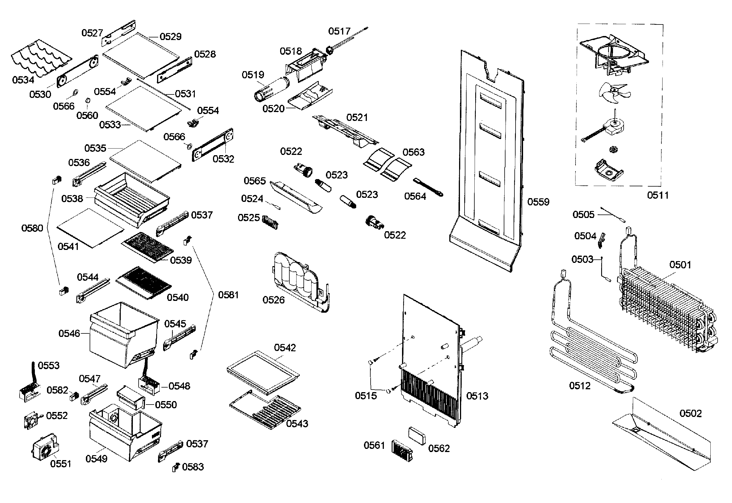 Bosch B22CS50SNS/03 evaporator assy diagram