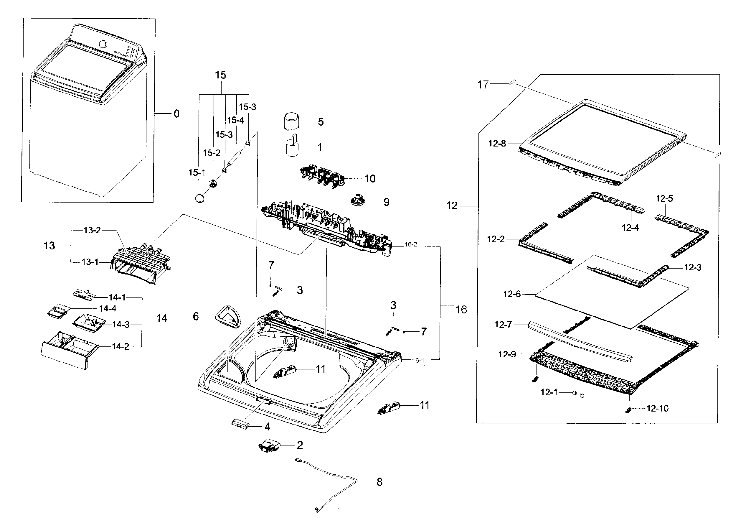 Samsung WA45H7200AW/A2-00 cover top diagram
