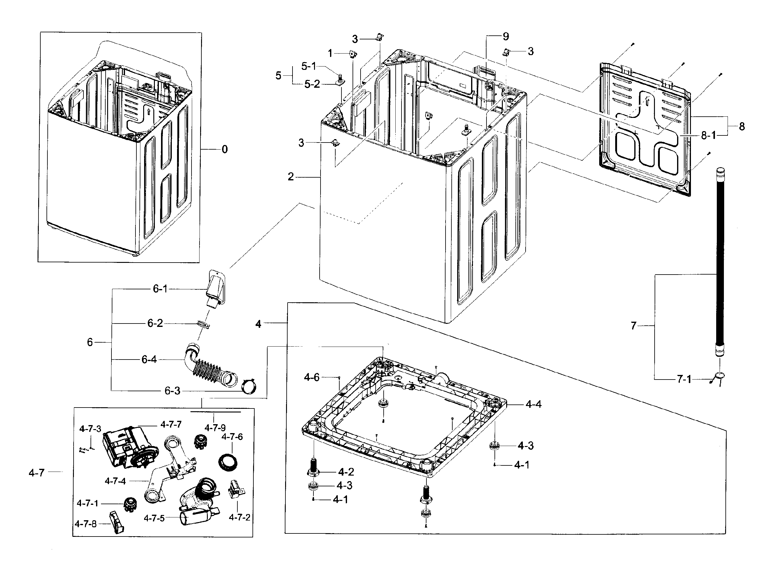 Samsung WA45H7200AW/A2-00 frame assy diagram
