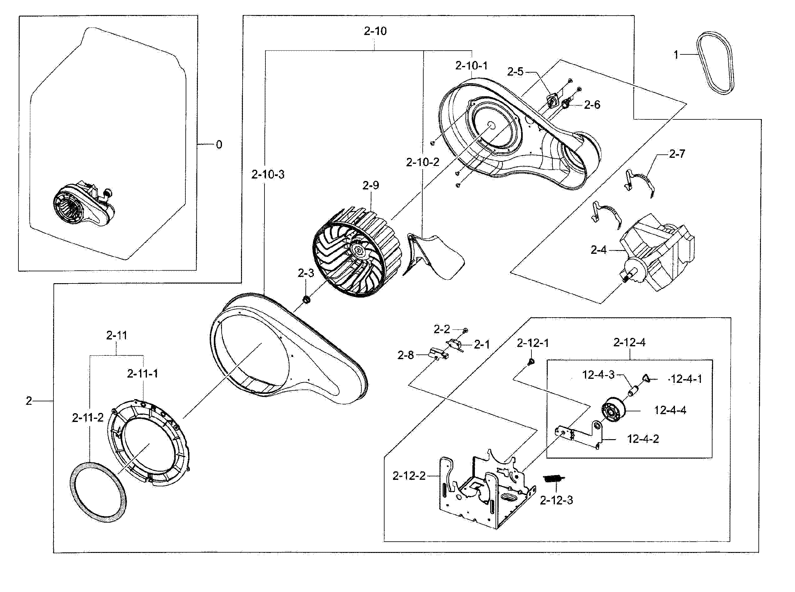 Samsung DV48H7400GW/A2-00 motor duct diagram