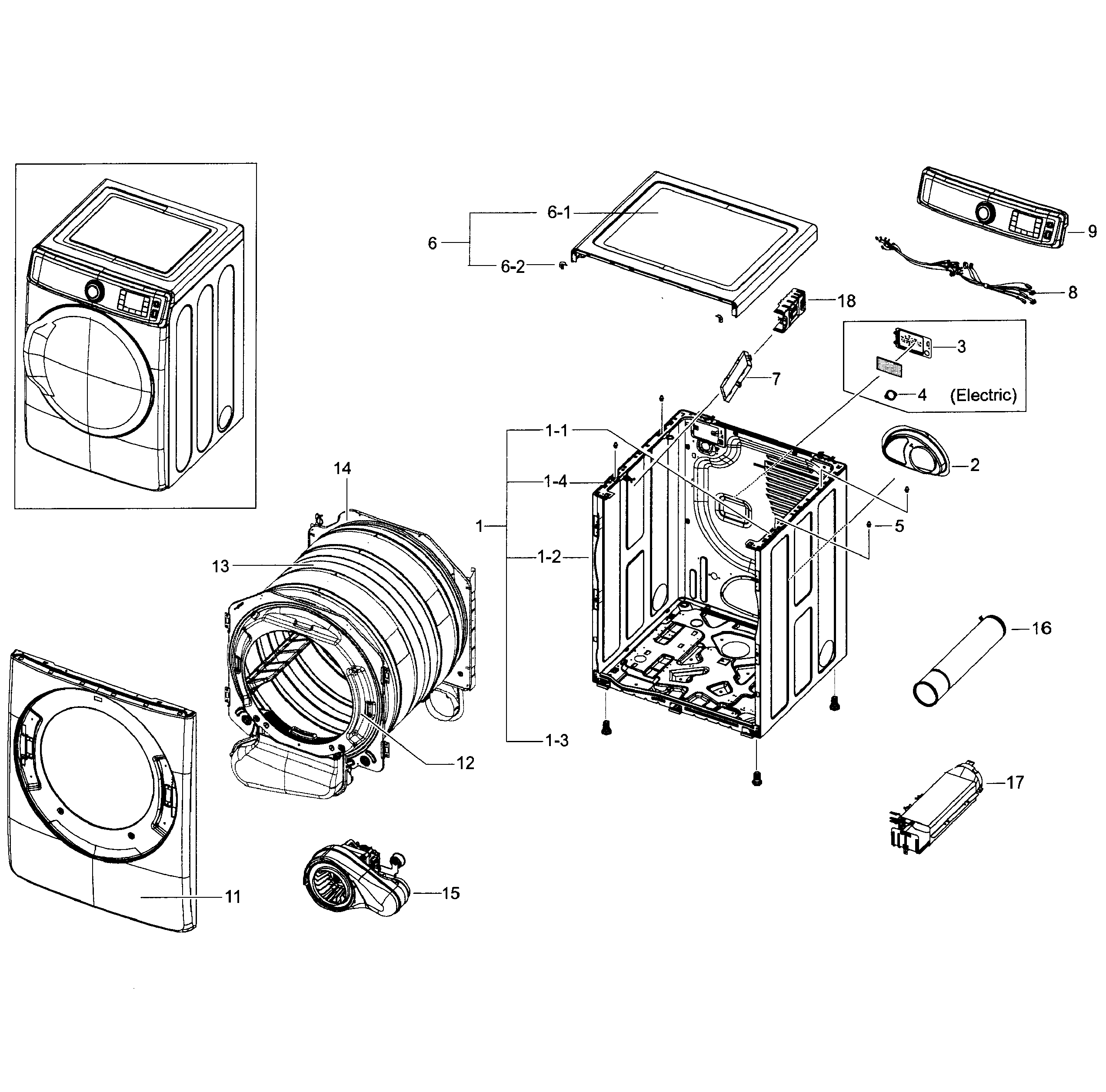 Samsung DV56H9100EG/A2-00 main assy diagram