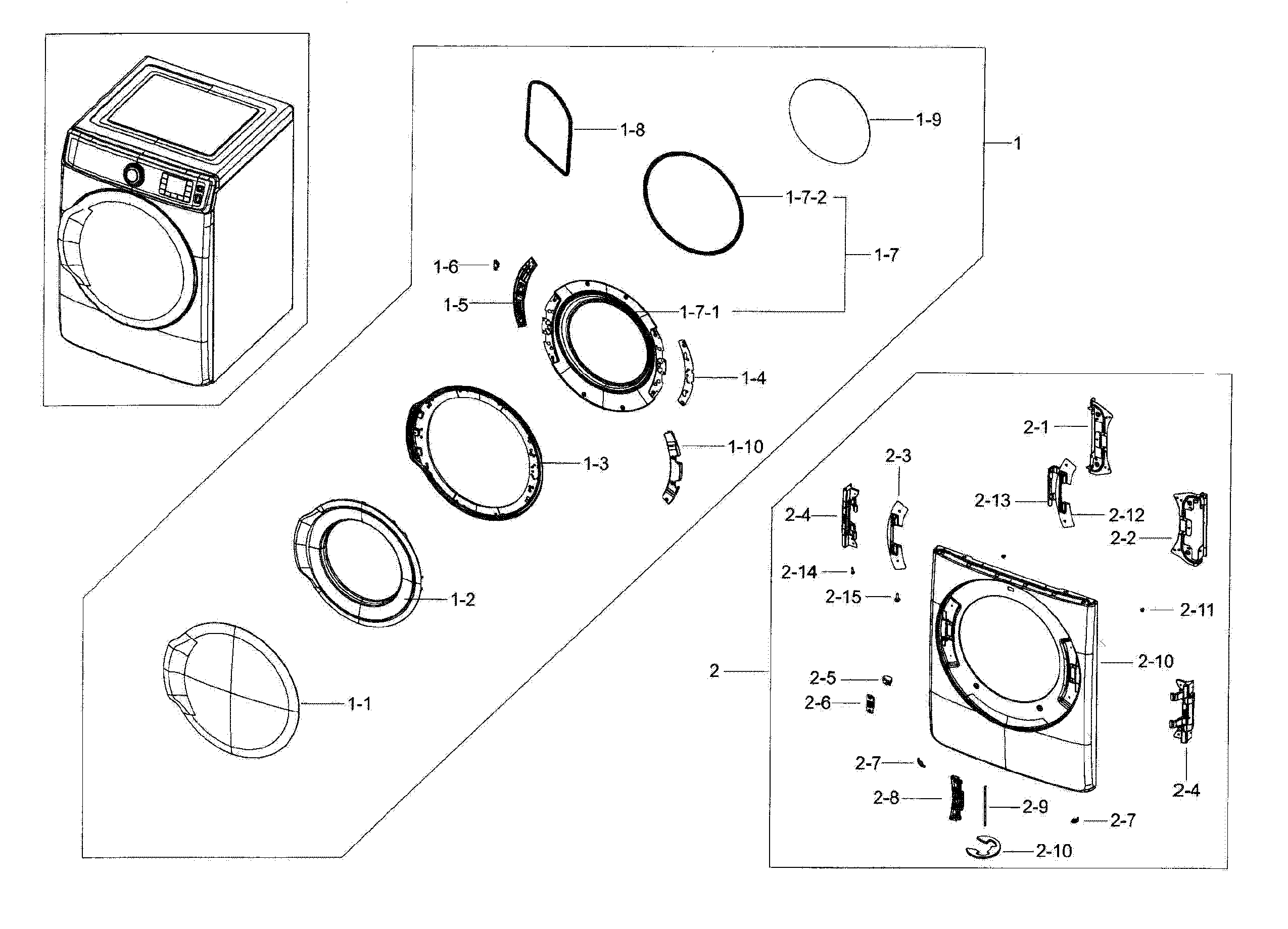 Samsung DV56H9100EG/A2-00 frame front & door diagram