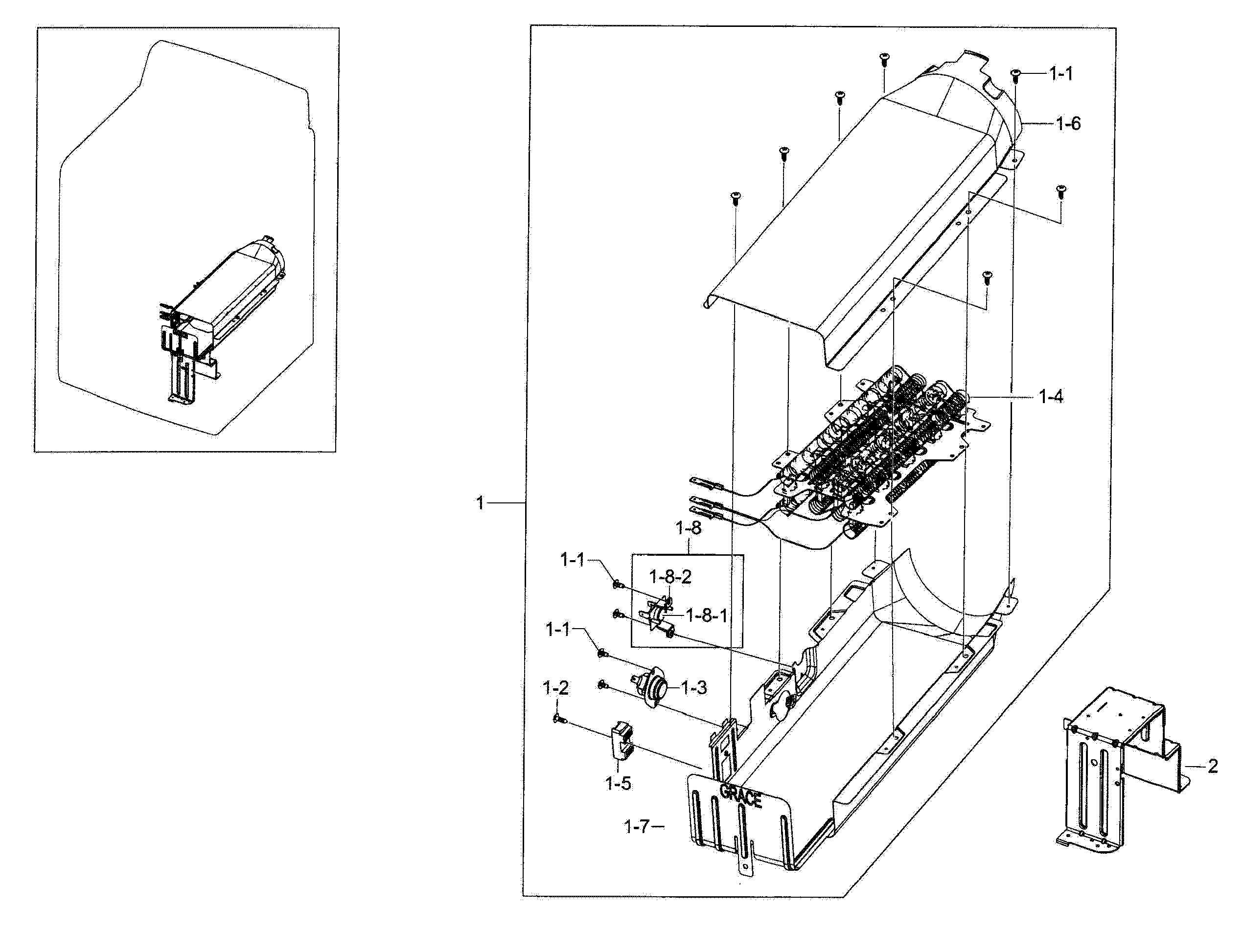 Samsung DV56H9100EG/A2-00 duct & burner diagram