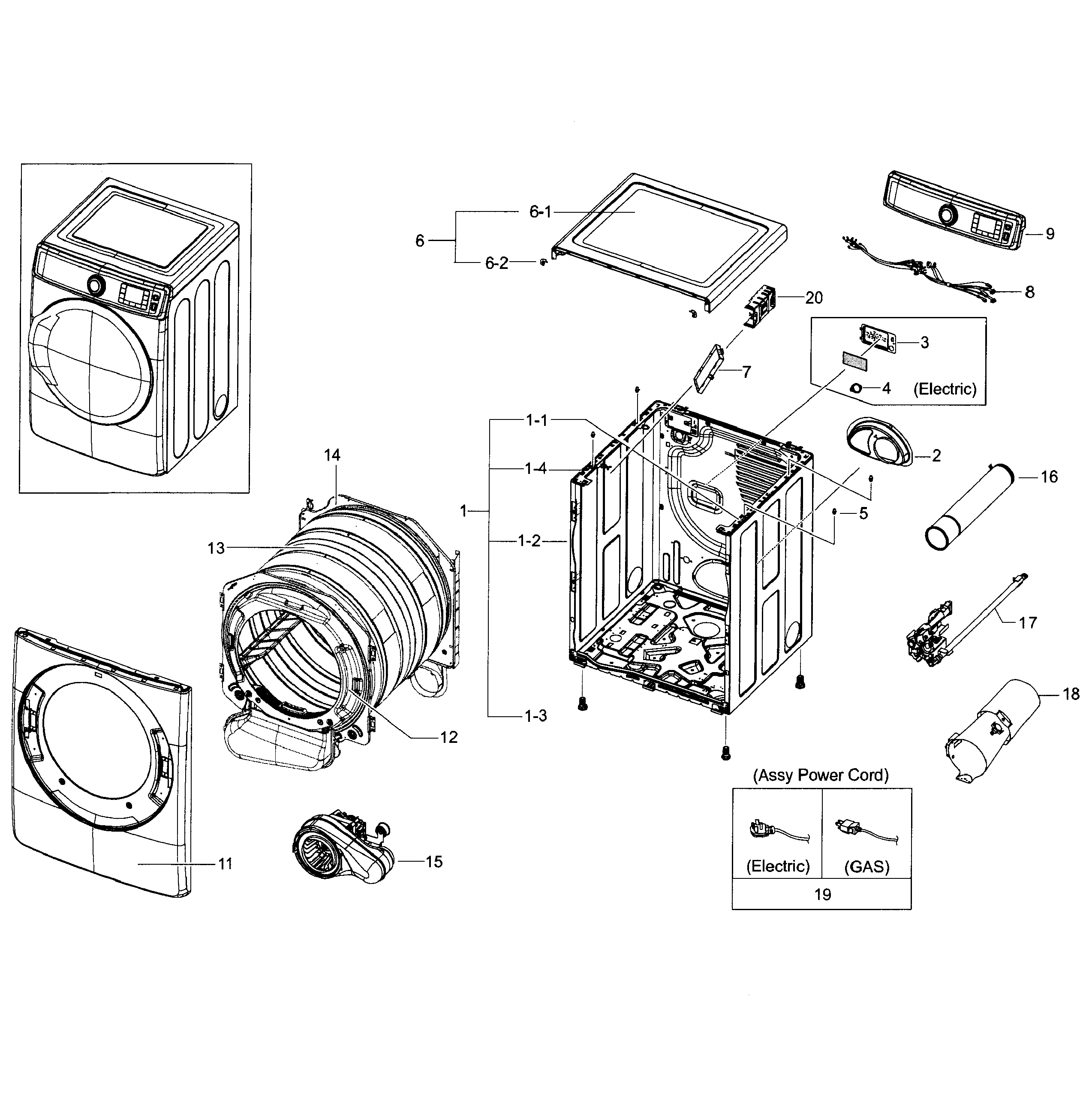 Samsung DV56H9100GG/A2-00 main assy diagram