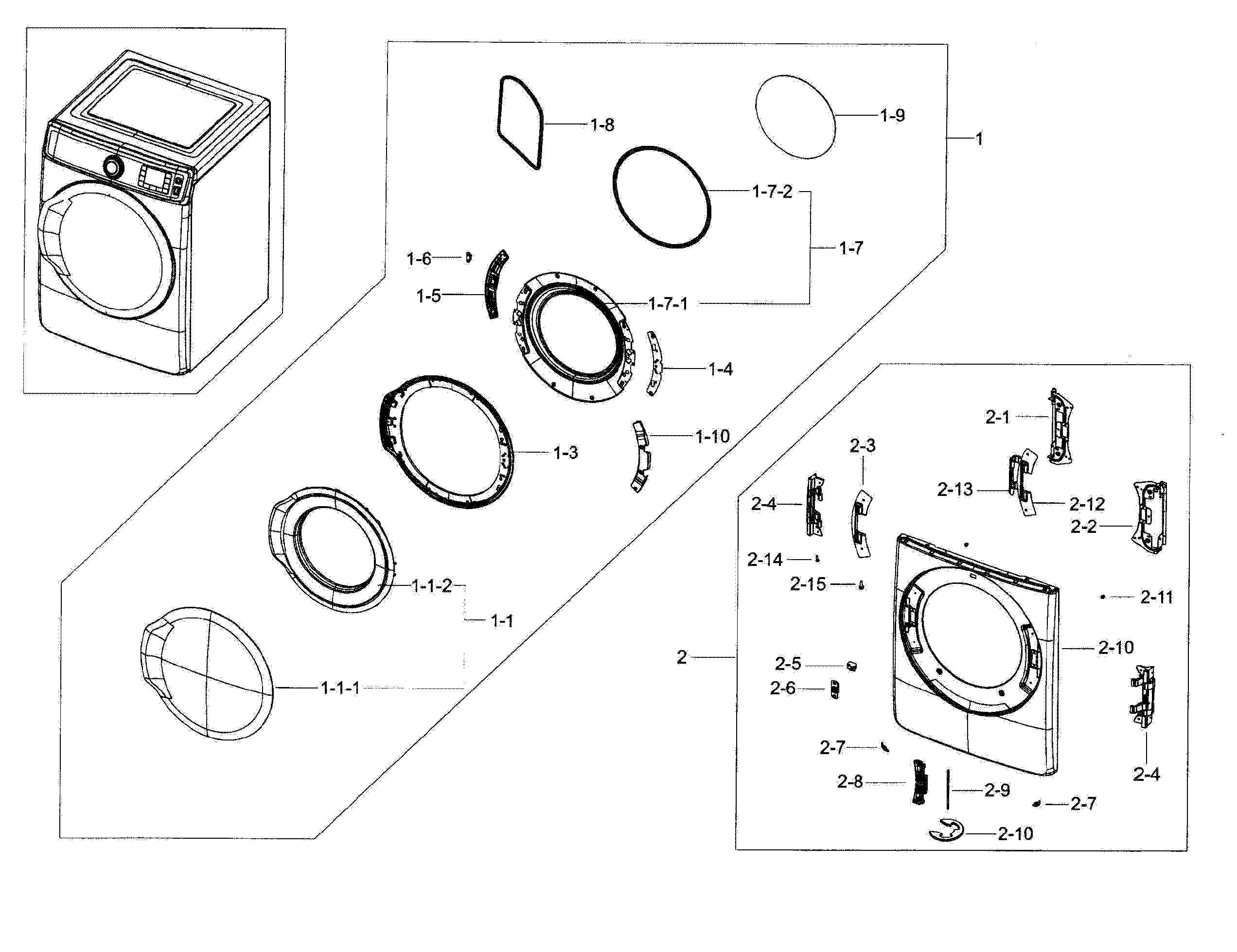 Samsung DV56H9100GG/A2-00 frame front & door diagram
