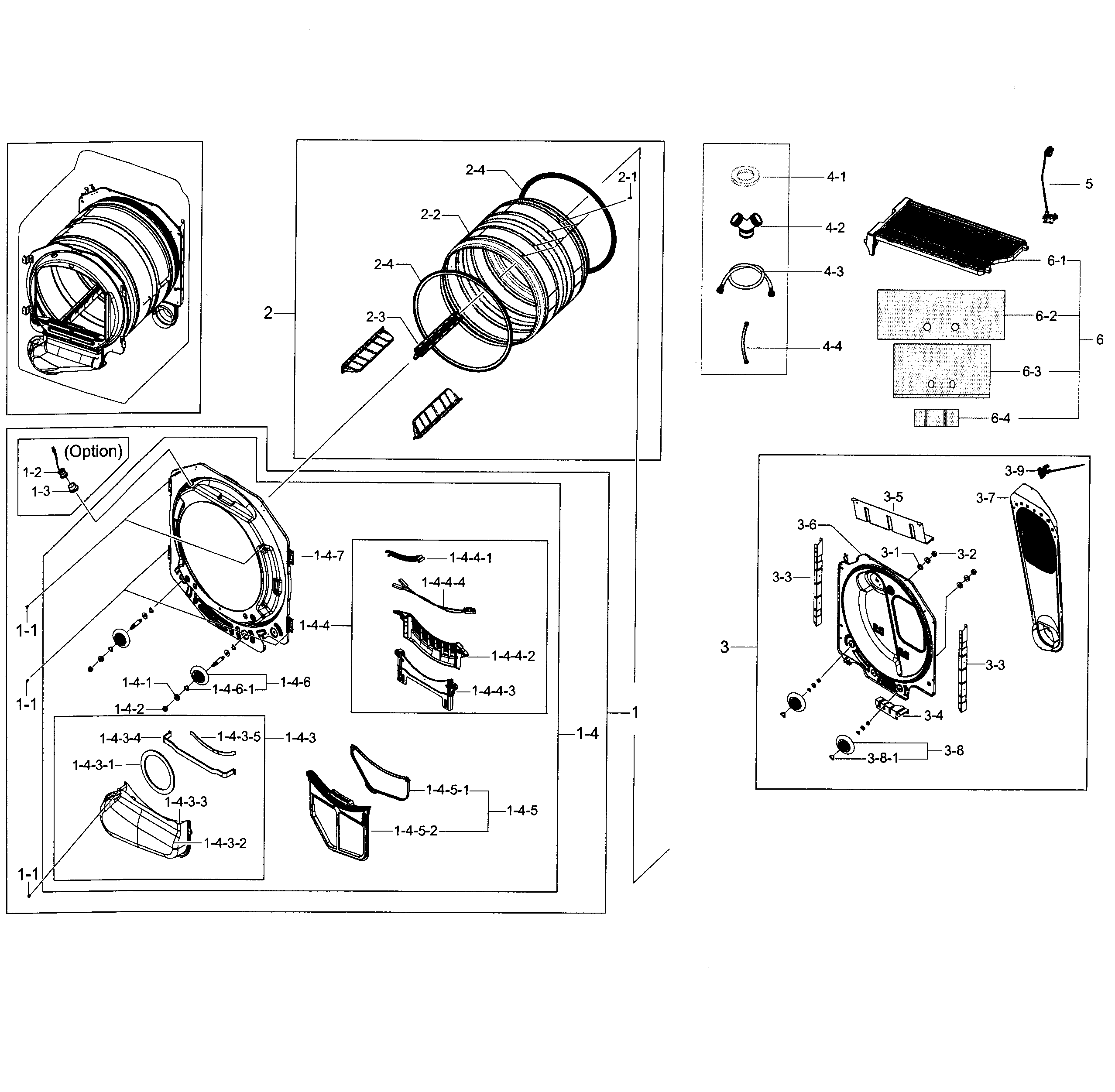 Samsung DV56H9100GG/A2-00 drum parts diagram