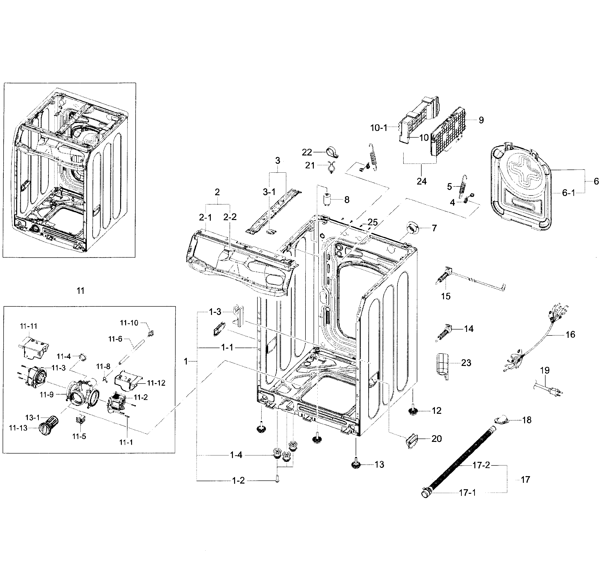 Samsung WF42H5200AW/A2-00 frame & cover diagram
